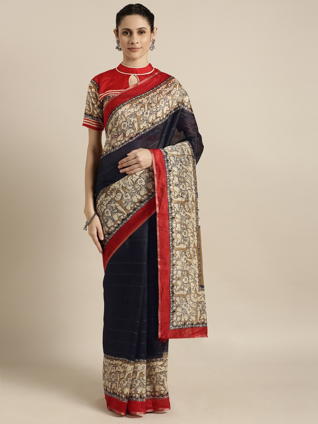 

KALINI Ethnic Motifs Printed Saree, Black