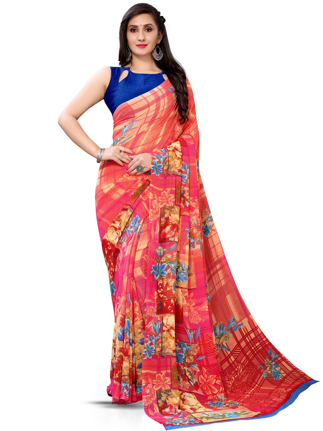 

KALINI Floral Printed Saree, Pink