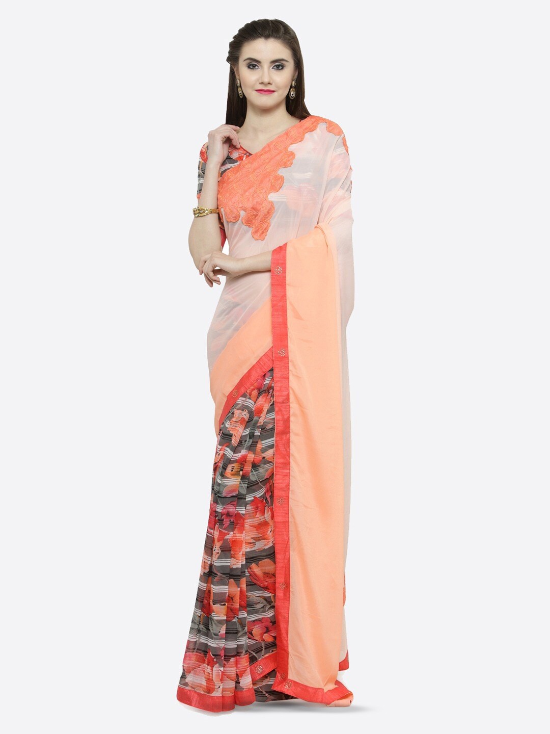 

KALINI Floral Printed Saree, Grey