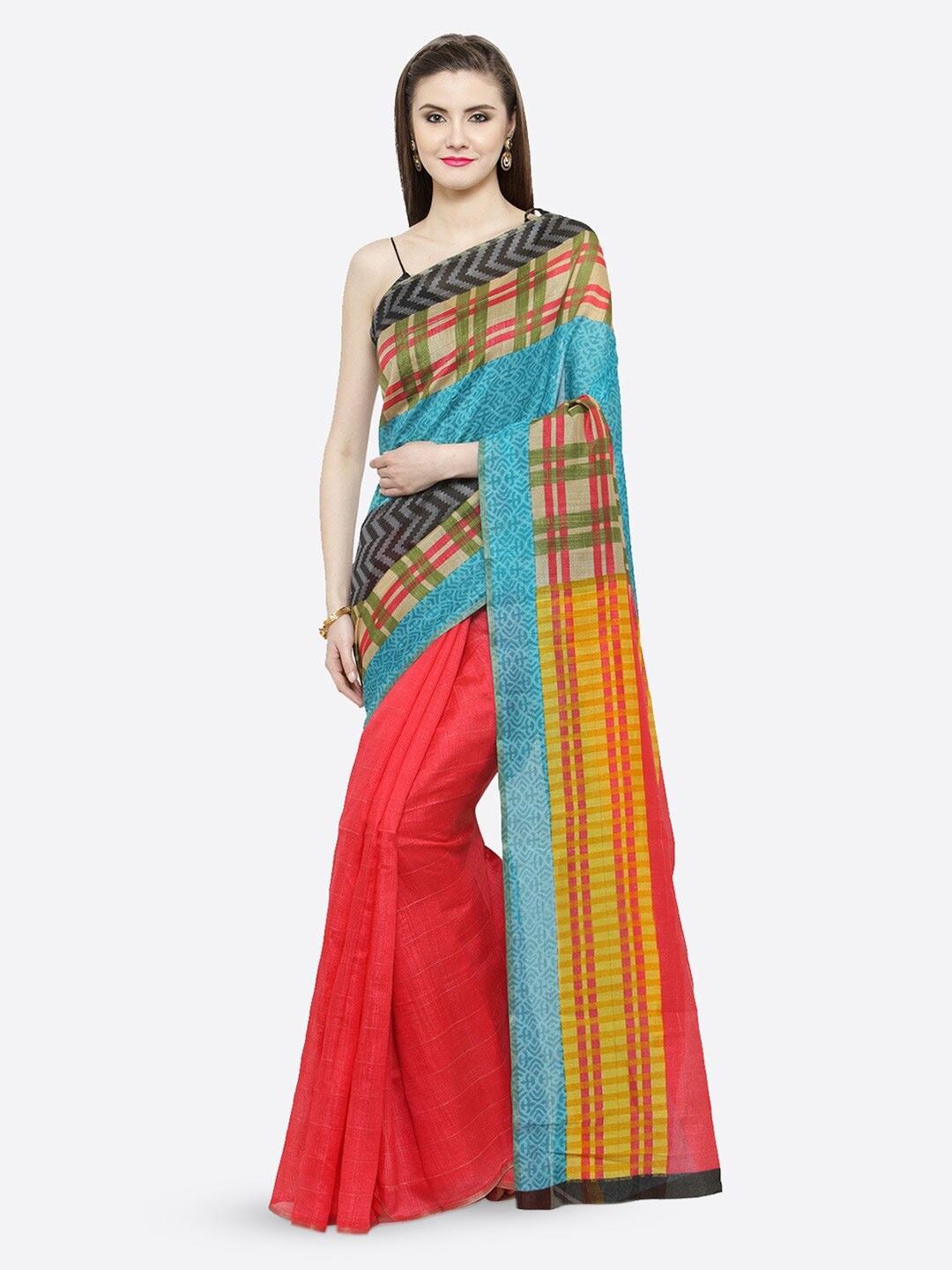 

KALINI Geometric Printed Saree, Blue