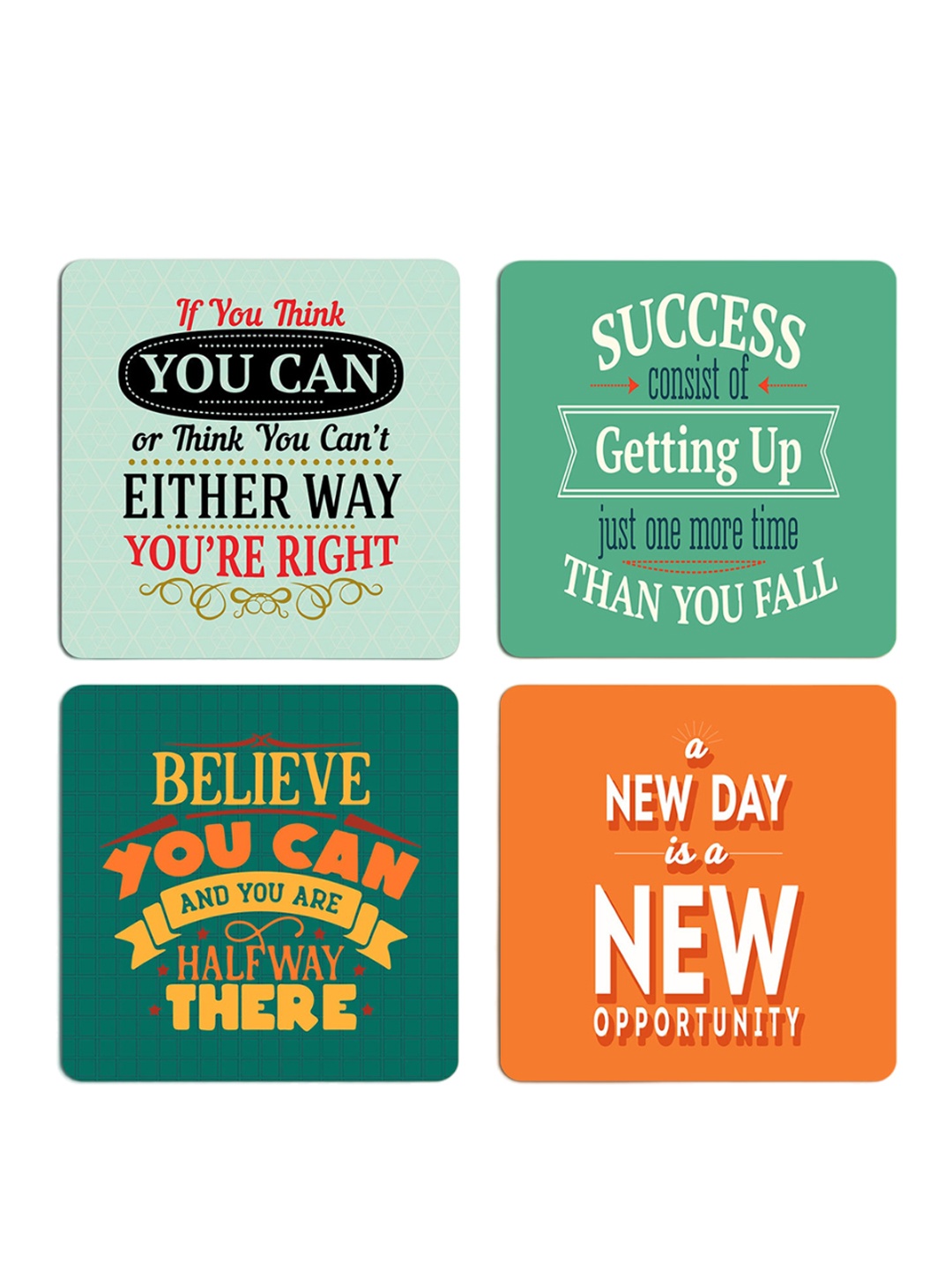 

ASHVAH Funny Coaster Set Of 4 Printed Wooden Coasters, Orange