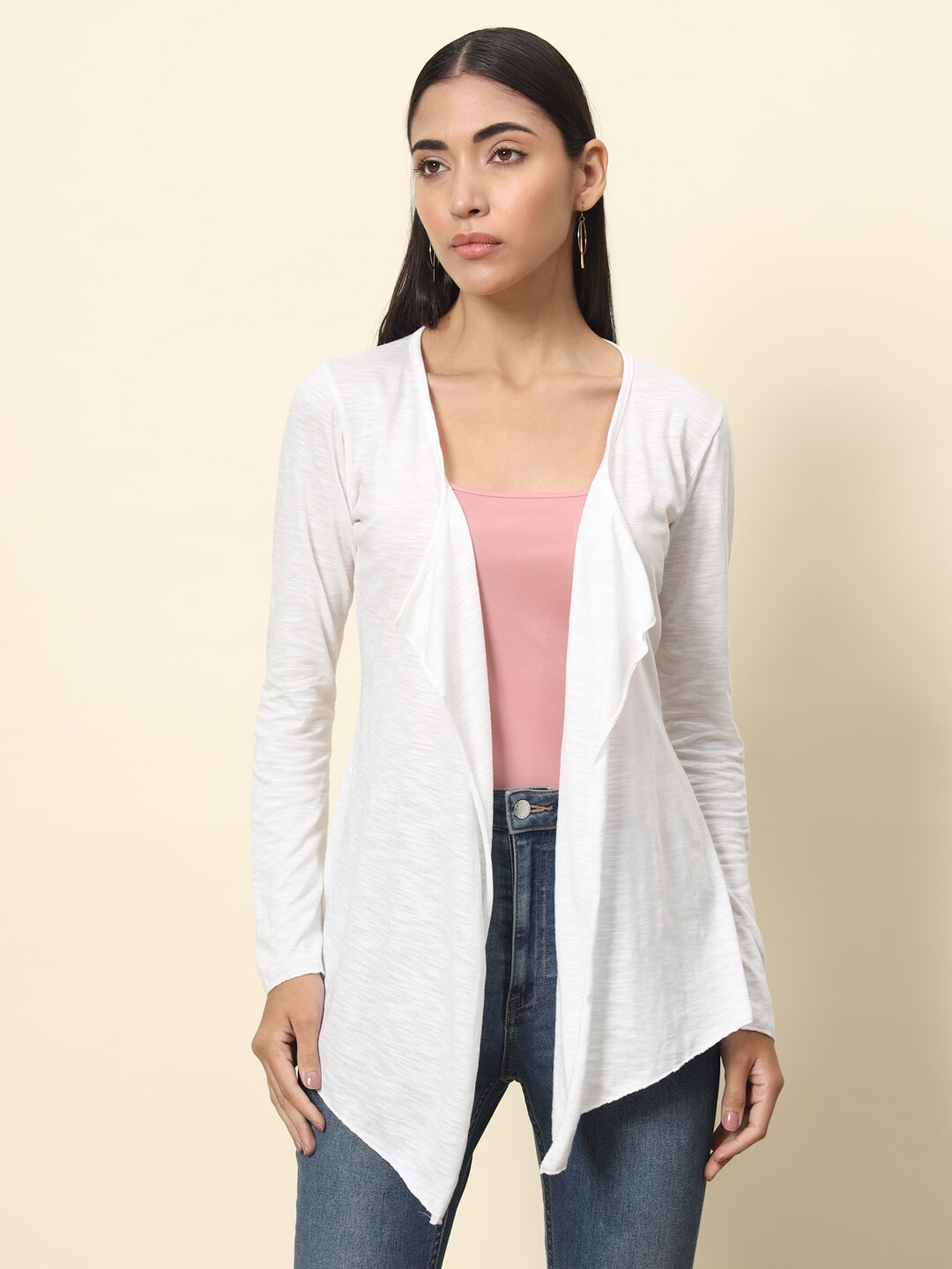 

Trend Arrest Long Sleeves Open Front Shrug, White