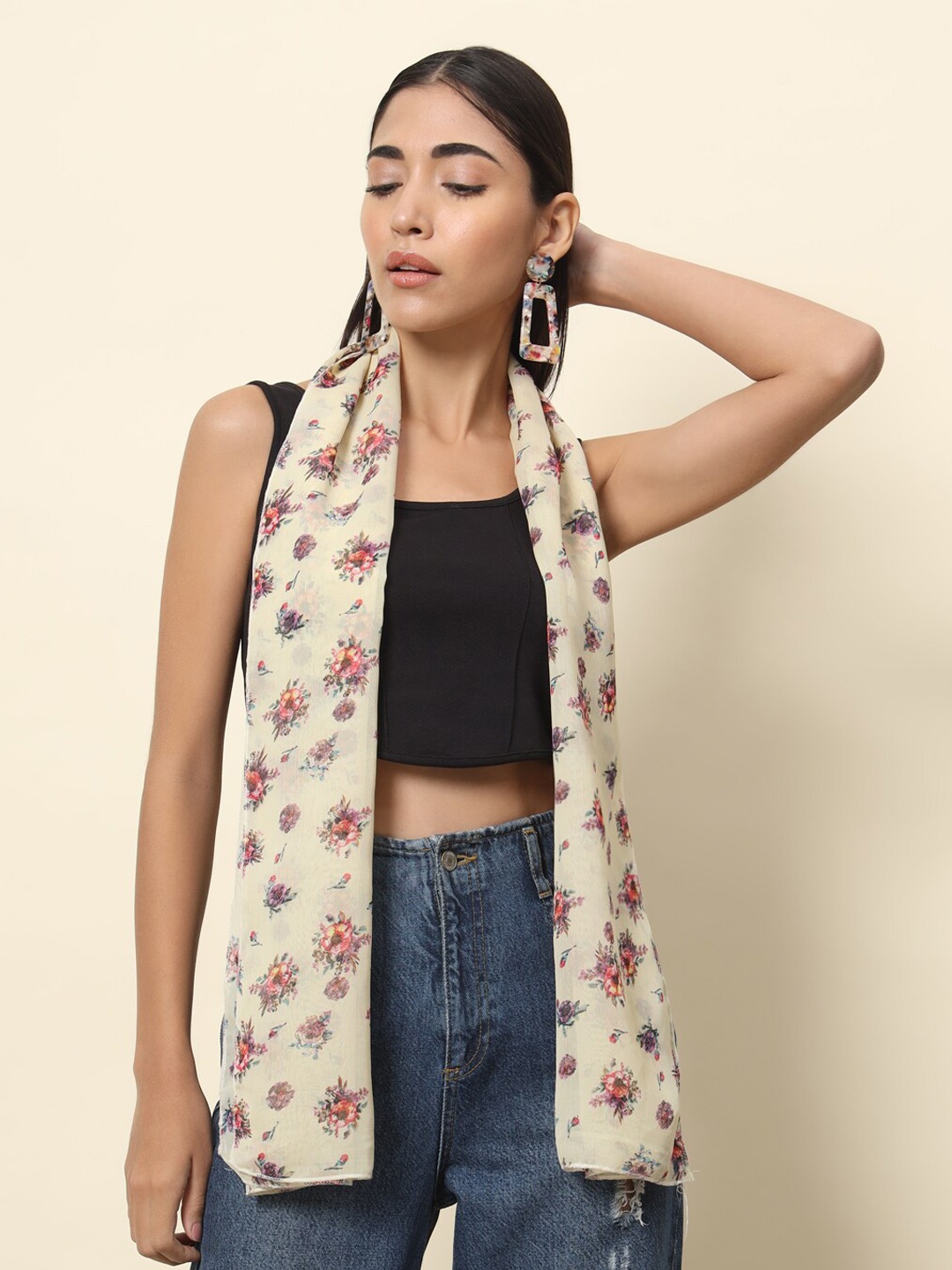 

Trend Arrest Women Printed Scarf, Yellow