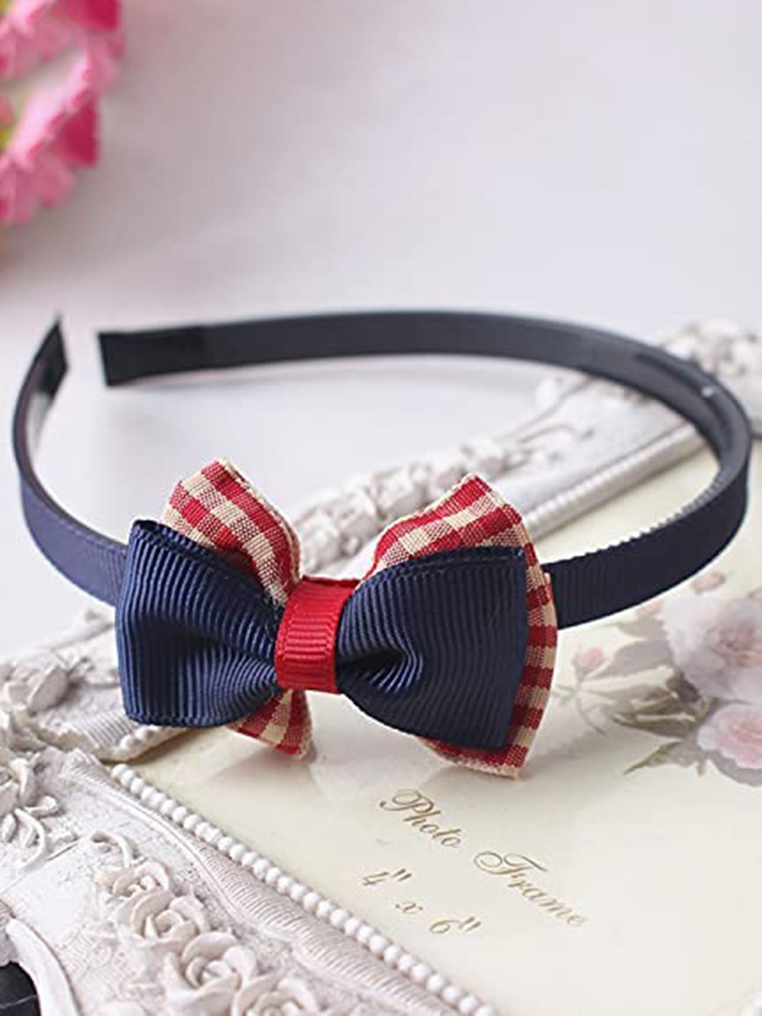 

SYGA Girls Set of 3 Bow Hairbands, Navy blue