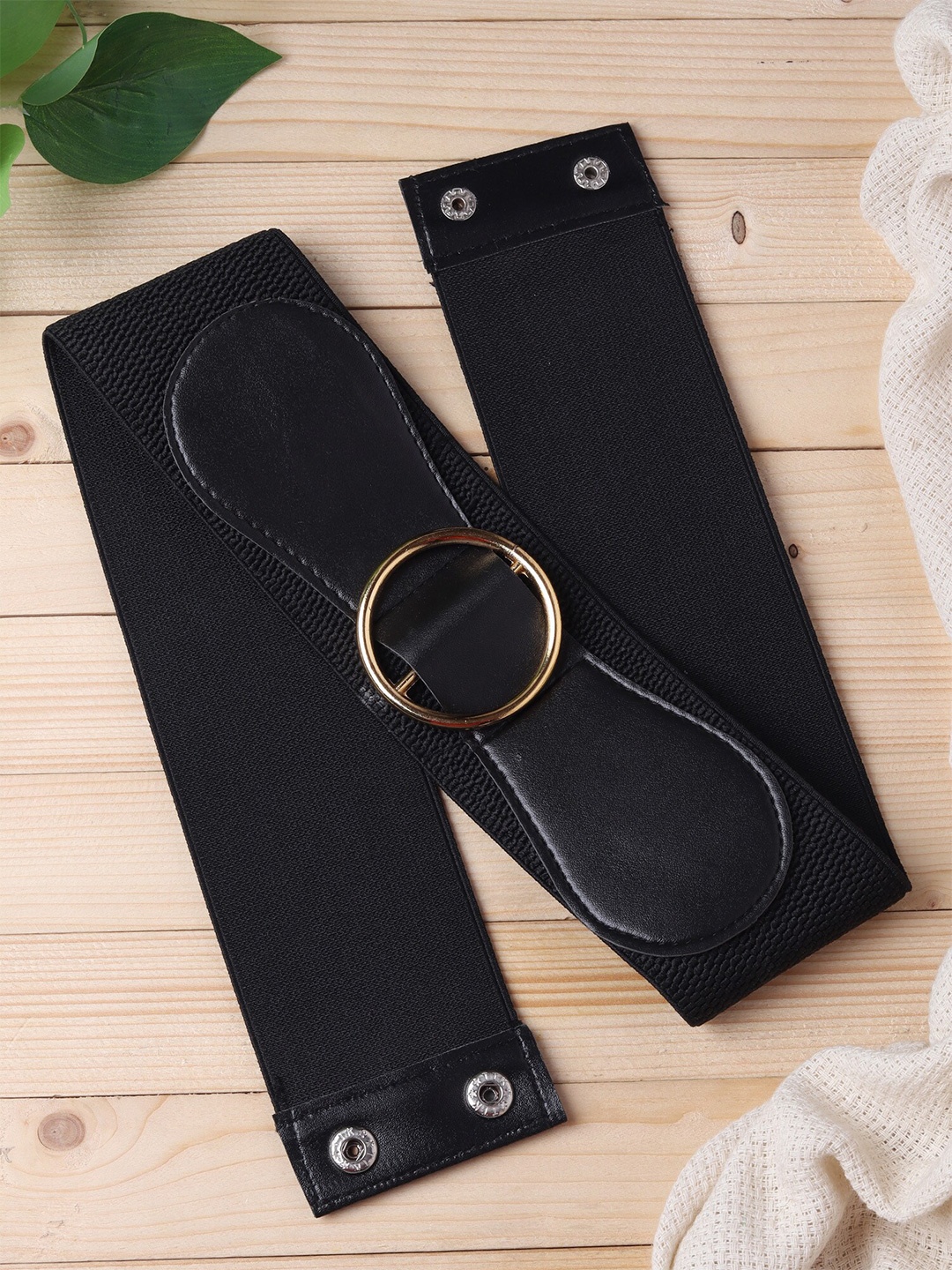 

HENEDA Women Textured Slim Belt, Black
