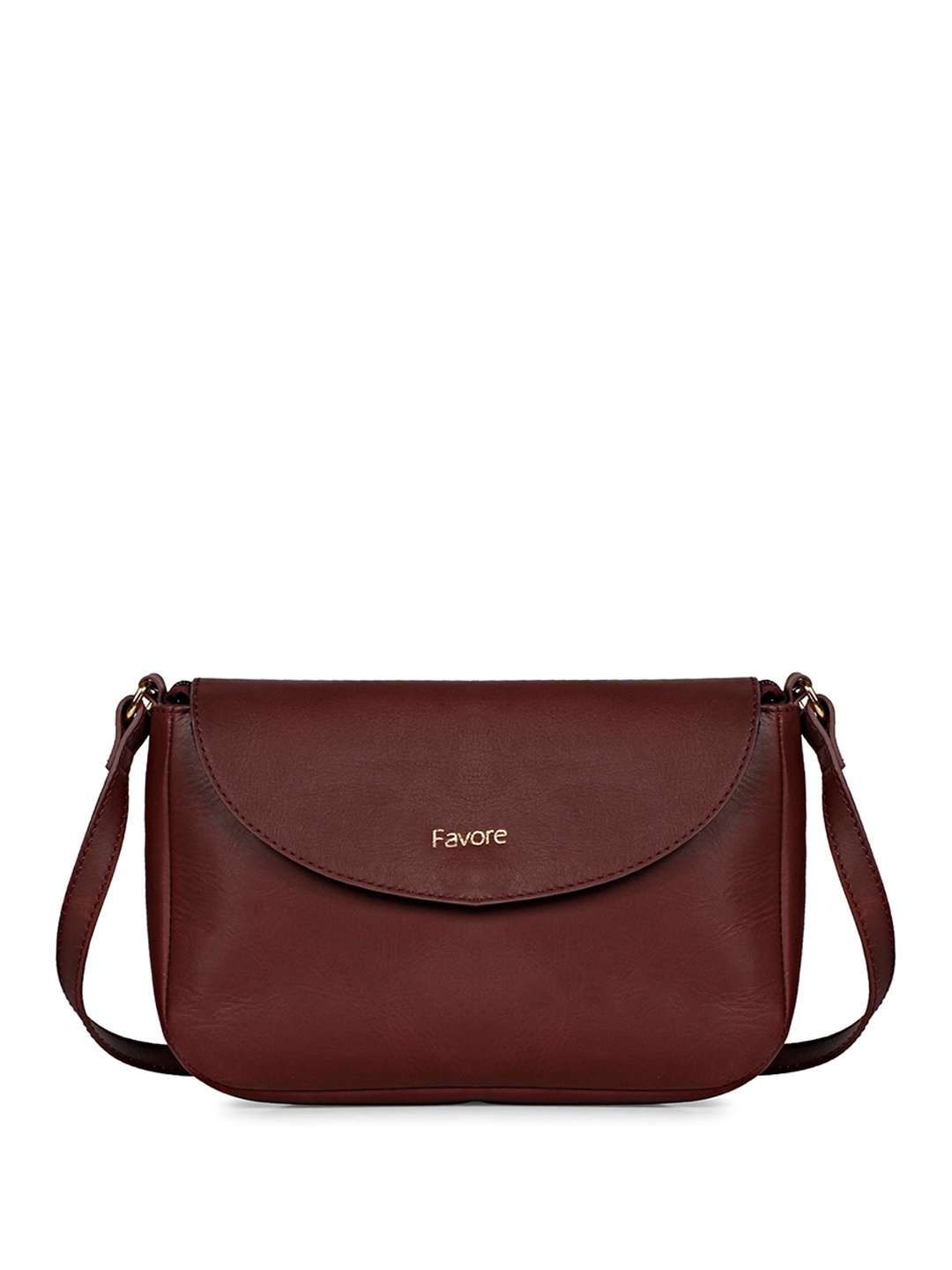 

Favore Leather Structured Sling Bag, Burgundy