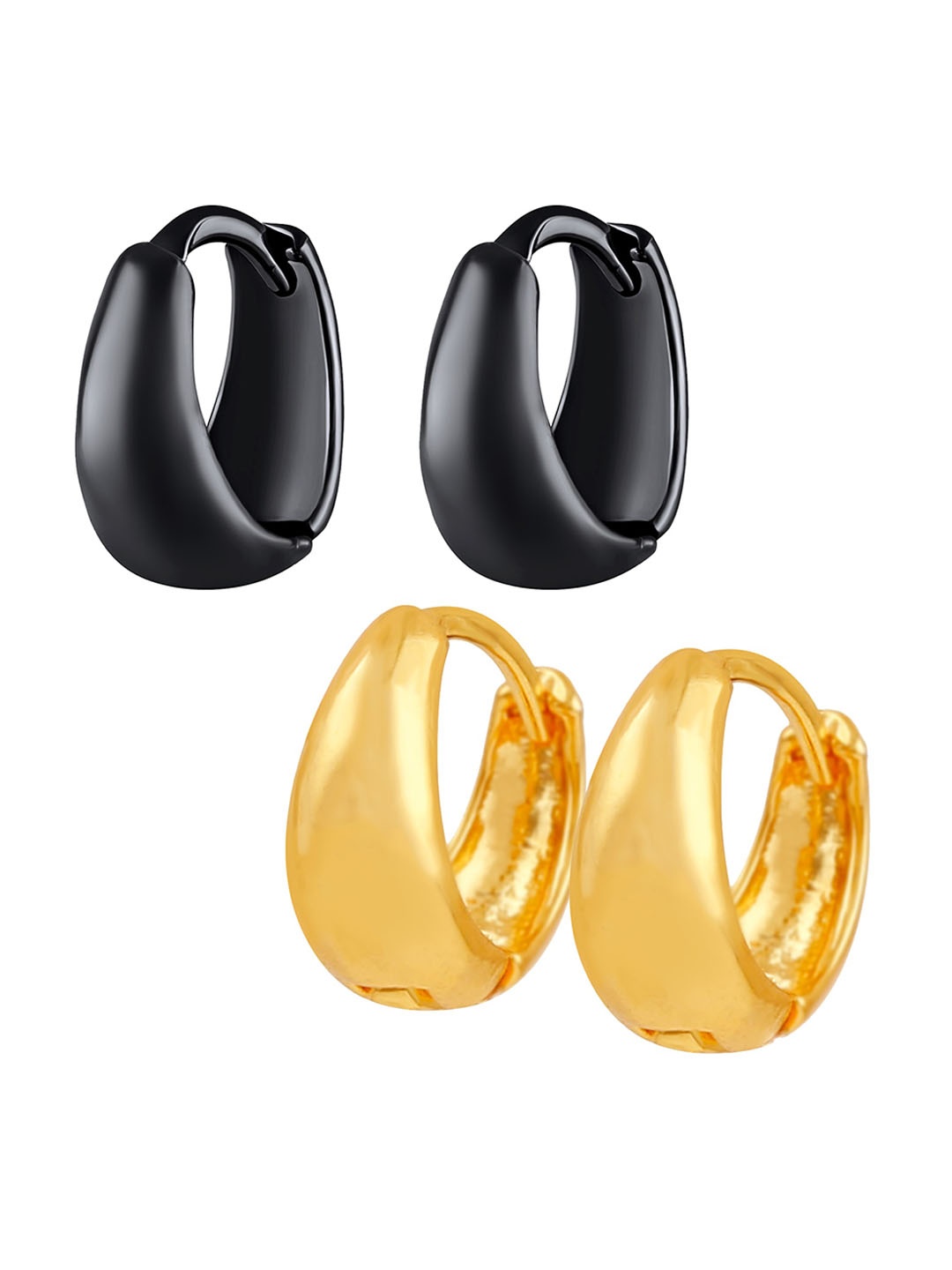 

Mahi Men Set Of 2 Gold-Plated Contemporary Hoop Earrings