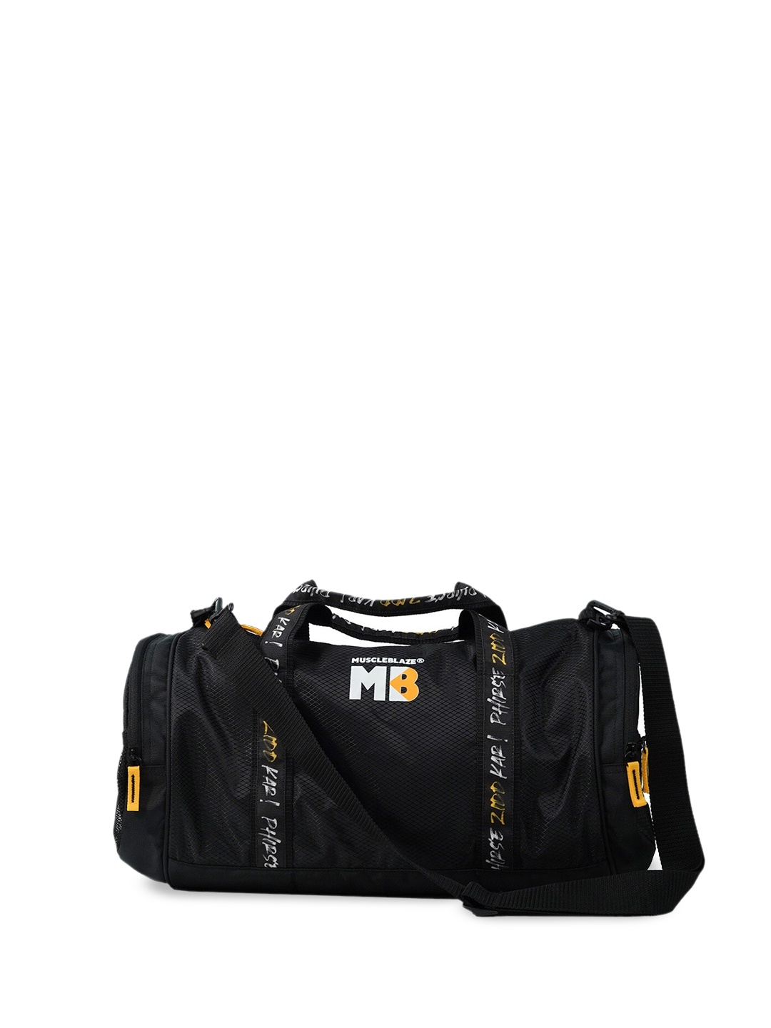 

MuscleBlaze Unisex Typography Printed Duffel Bag, Black