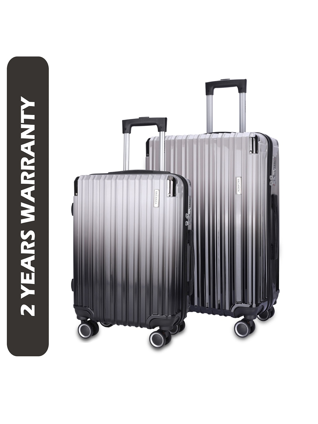 

3G Set of 2 Textured Medium & Cabin Hard Sided Trolly Bags, Black