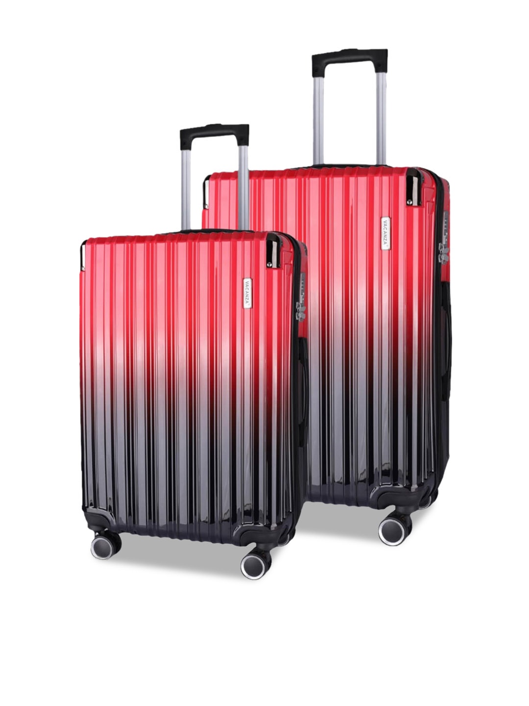 

3G Set Of 2 Colourblocked Hard Sided Trolly Bag, Red