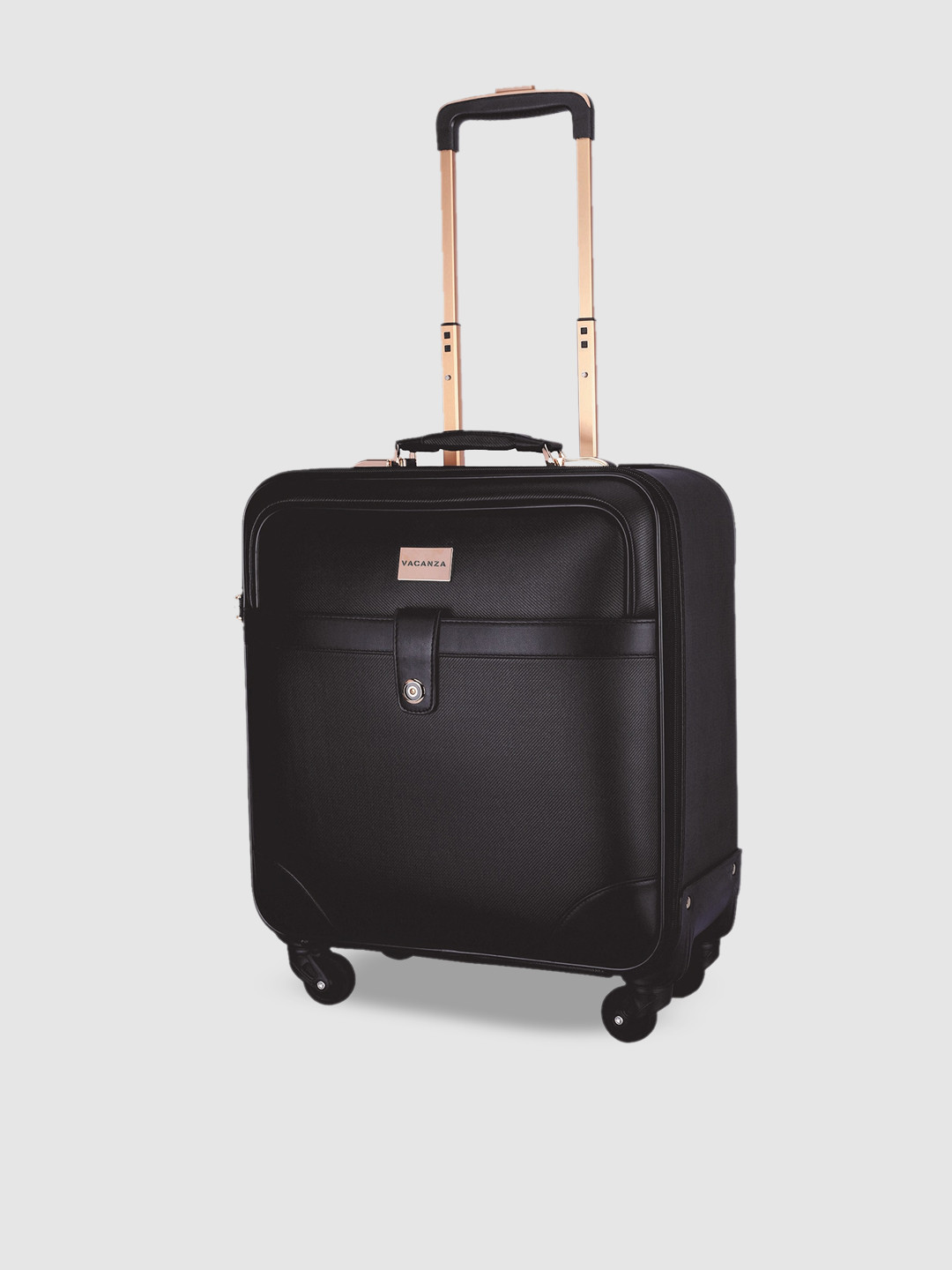 

3G Soft-Sided Leather Cabin Trolley Bag-25L, Black