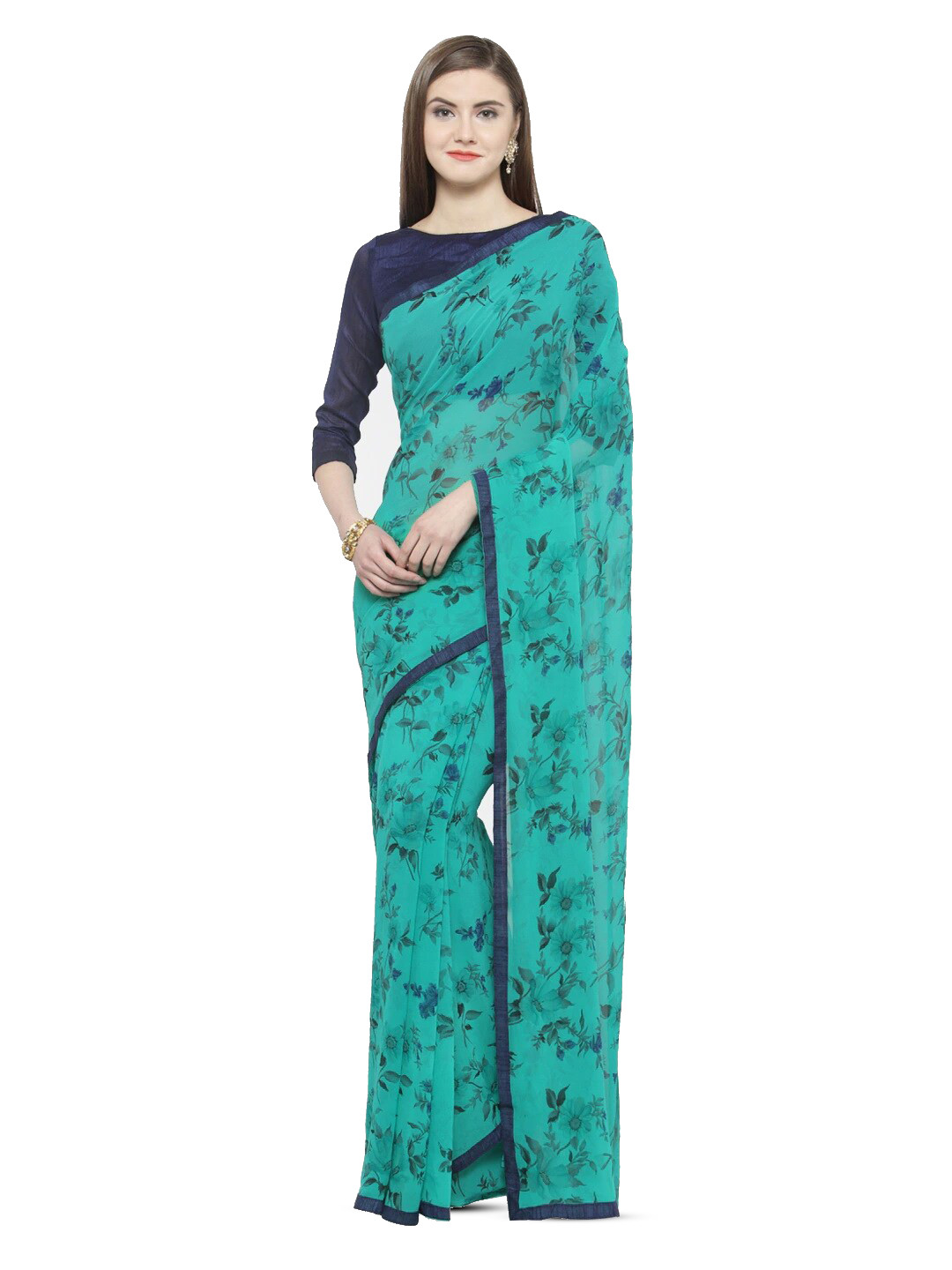 

KALINI Floral Printed Saree, Green