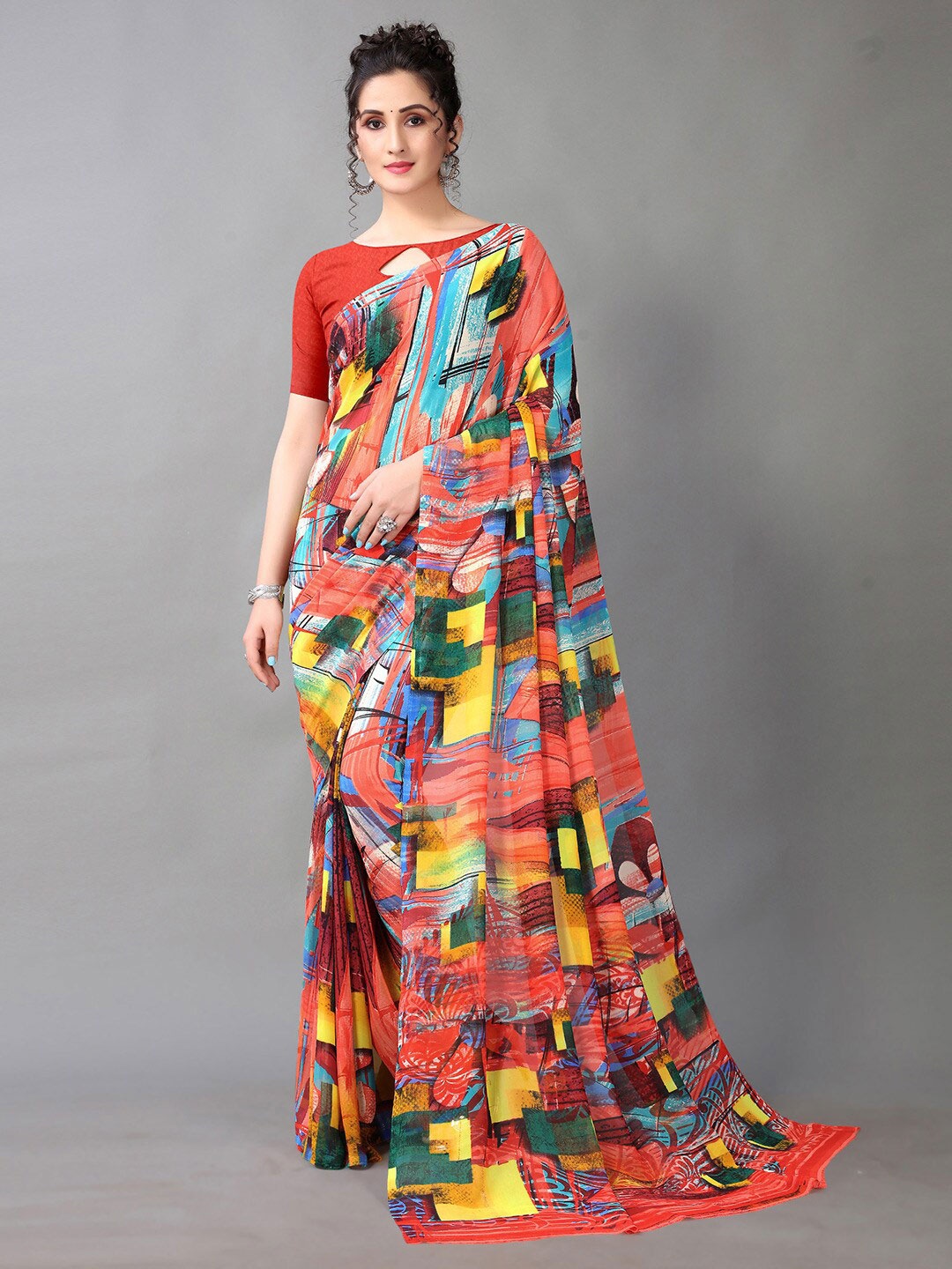 

KALINI Abstract Printed Saree, Pink