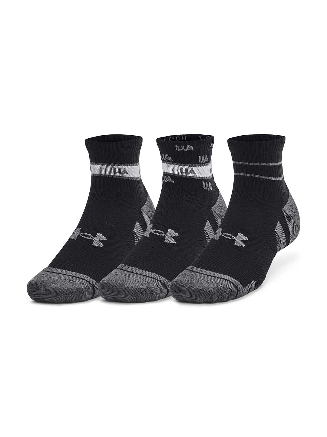 

UNDER ARMOUR Unisex Pack Of 3 Brand Logo Detail Perf Tech Novelty Above Ankle Length Socks, Black