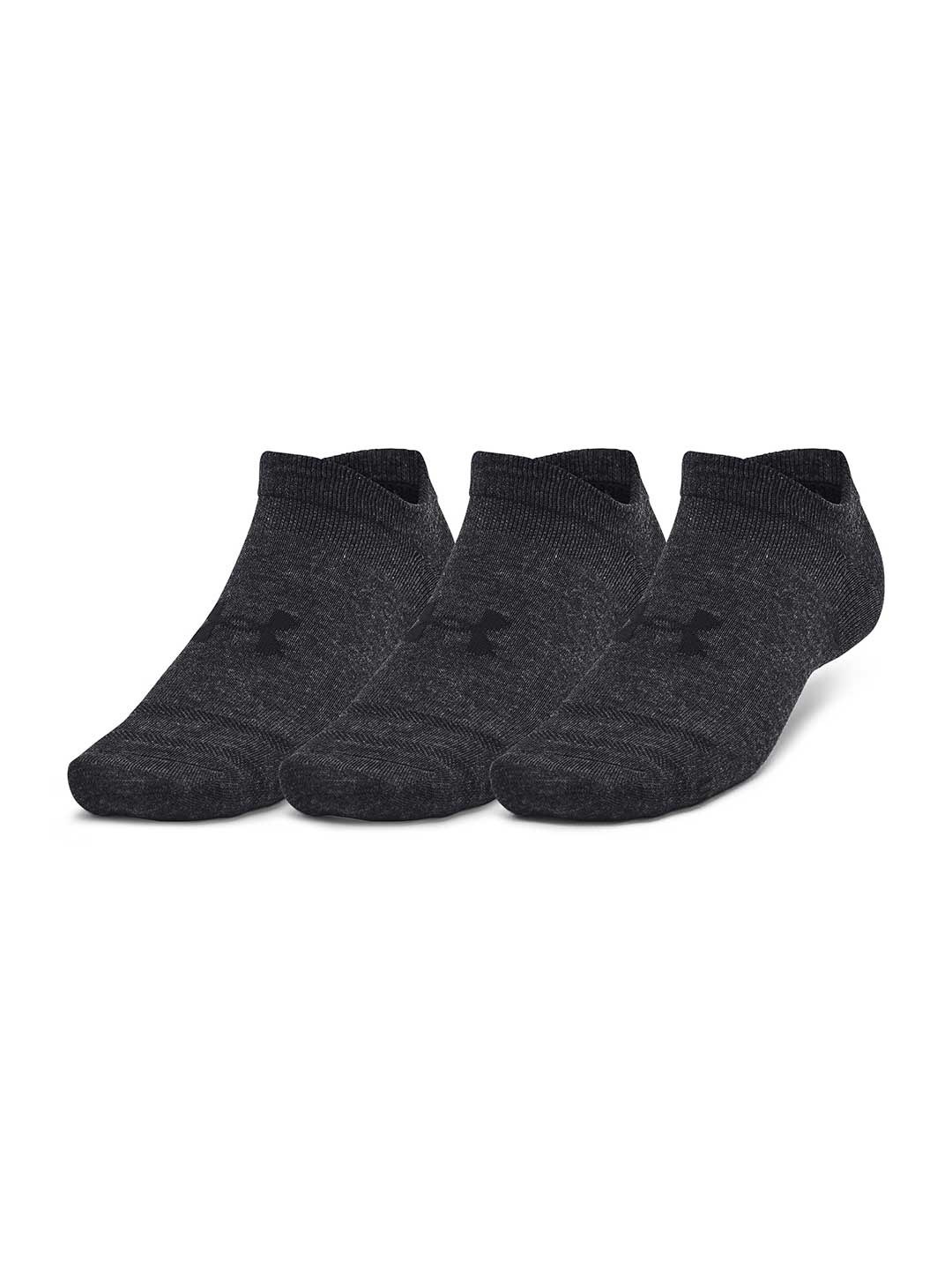 

UNDER ARMOUR Unisex Pack Of 3 Brand Logo Detail Essential No Show Ankle Length Socks, Charcoal