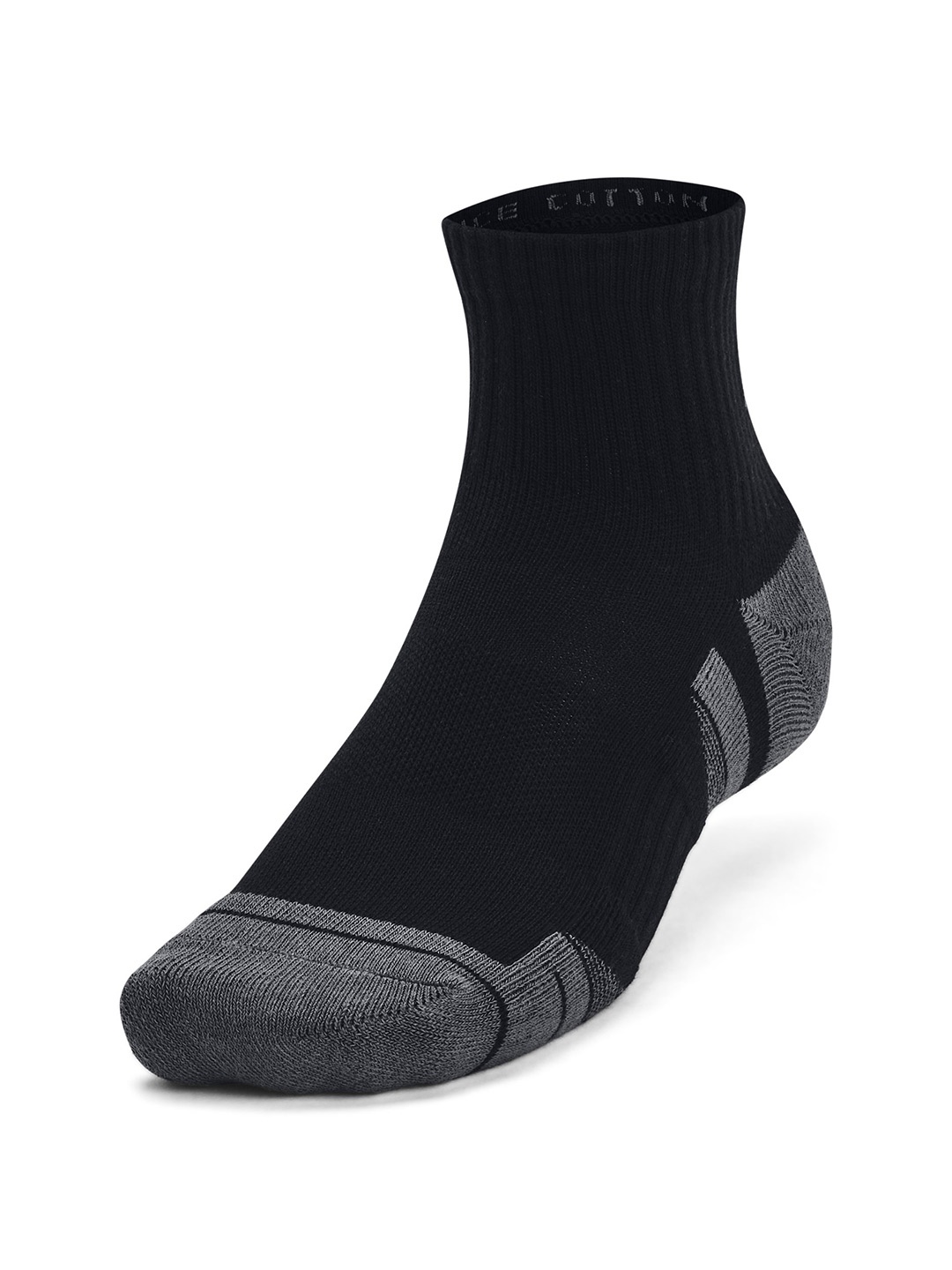 

UNDER ARMOUR Unisex Pack of 3 UA Performance Cotton Quarter Length Socks, Black