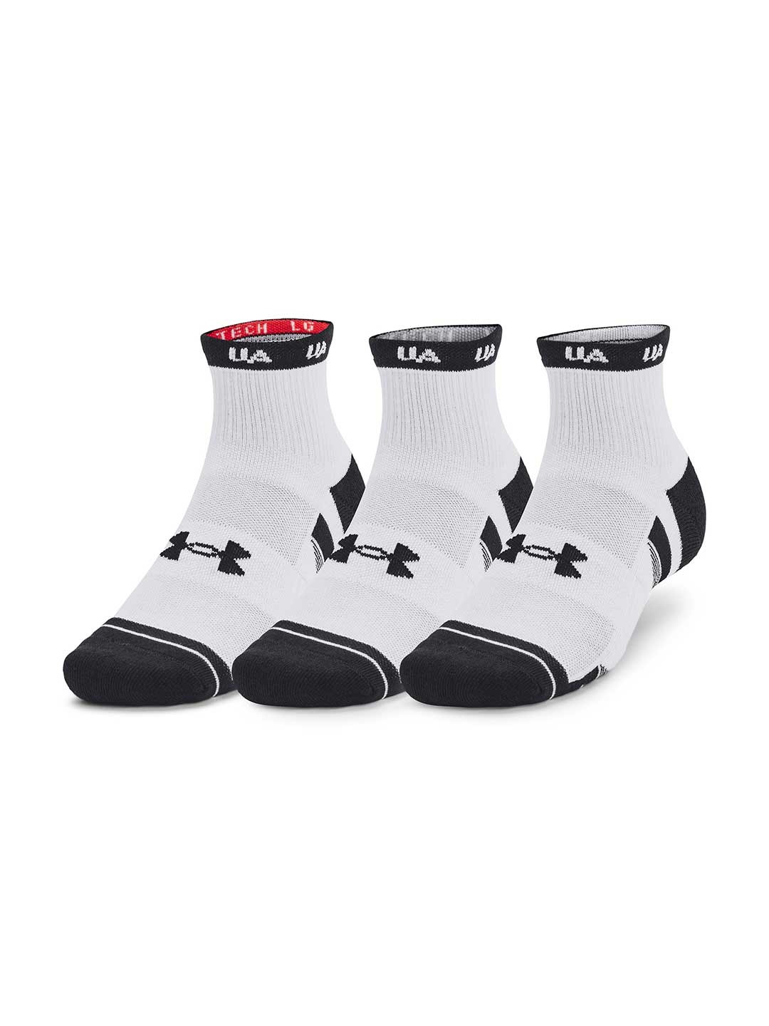 

UNDER ARMOUR Unisex Pack Of 3 Brand Logo Detail Perf Tech Novelty Above Ankle Length Socks, White