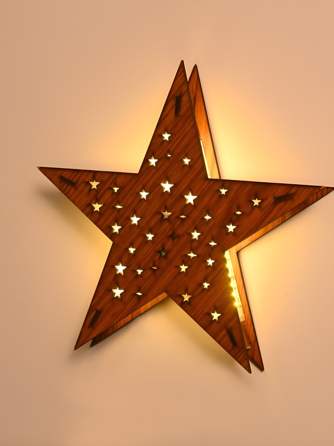 

Afast Brown Abstract Shaped Textured Wooden Wall Lamp