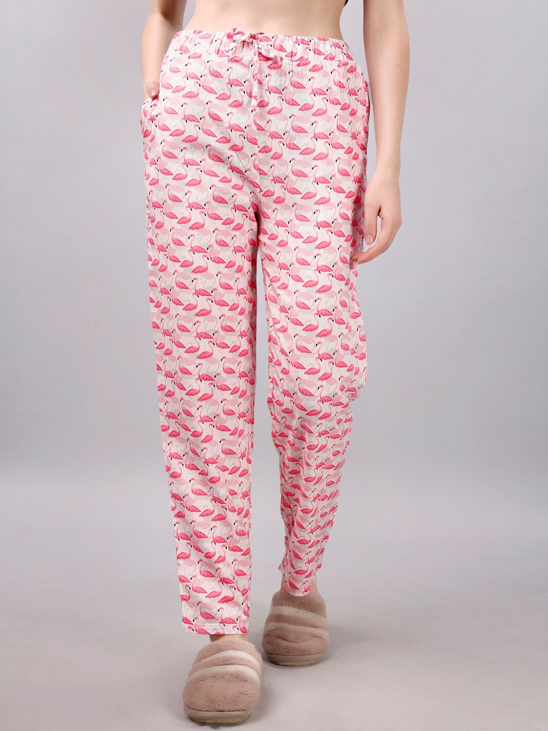 

Soie Women Printed Straight-Fit Lounge Pants, Pink