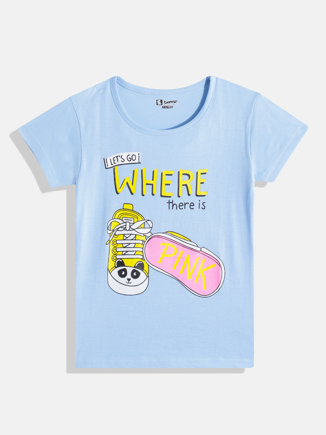 

Eteenz Girls Printed Premium Cotton Top, Blue