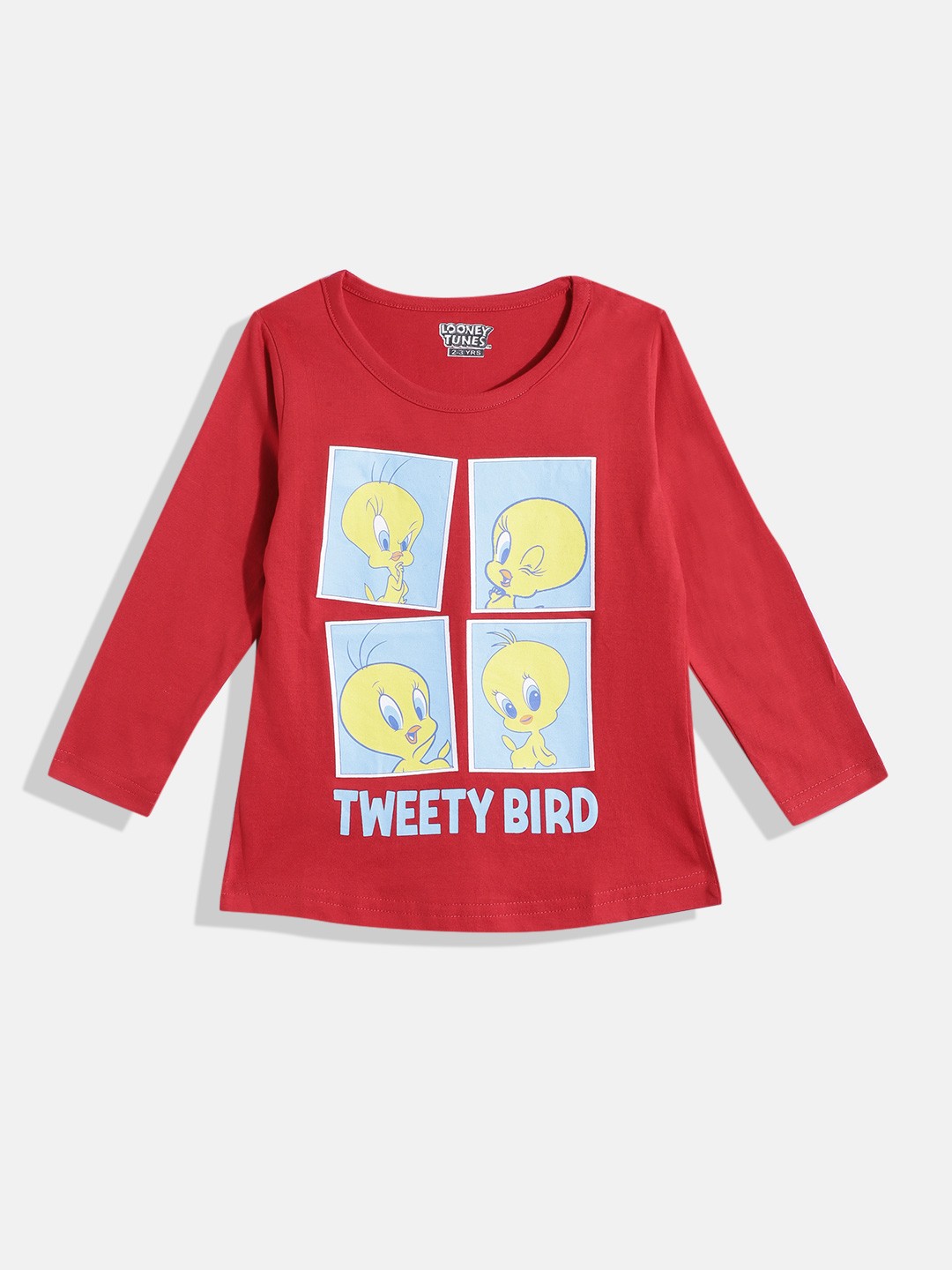 

Eteenz Girls Tweety Printed Pure Cotton T-shirt, Red