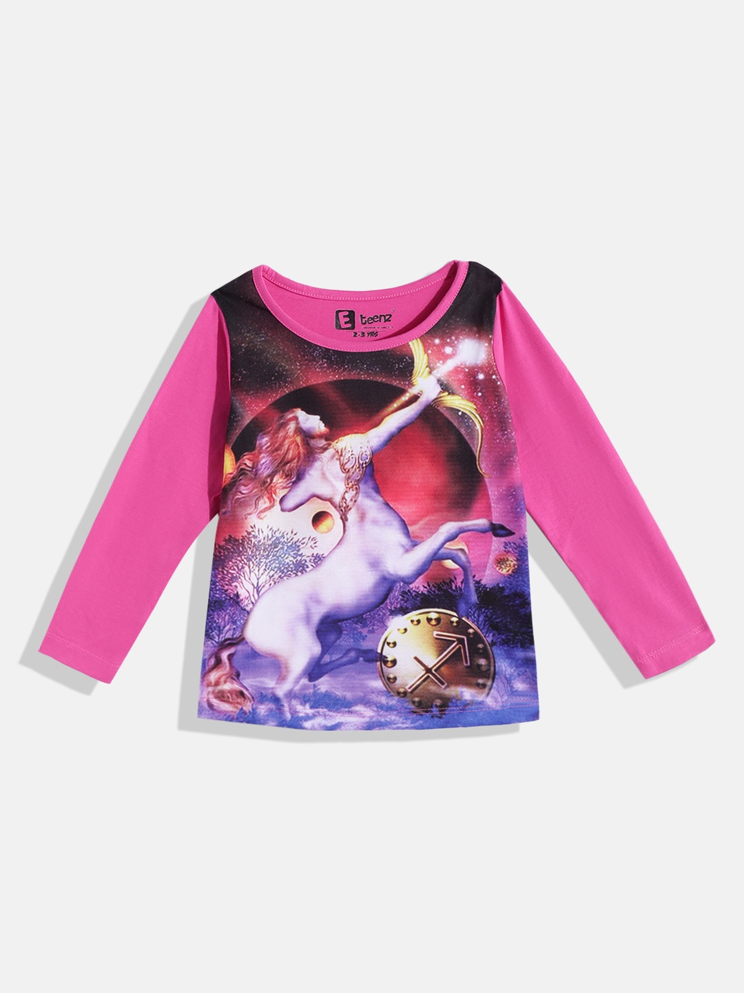

Eteenz Girls Pure Cotton Printed Tshirts, Pink