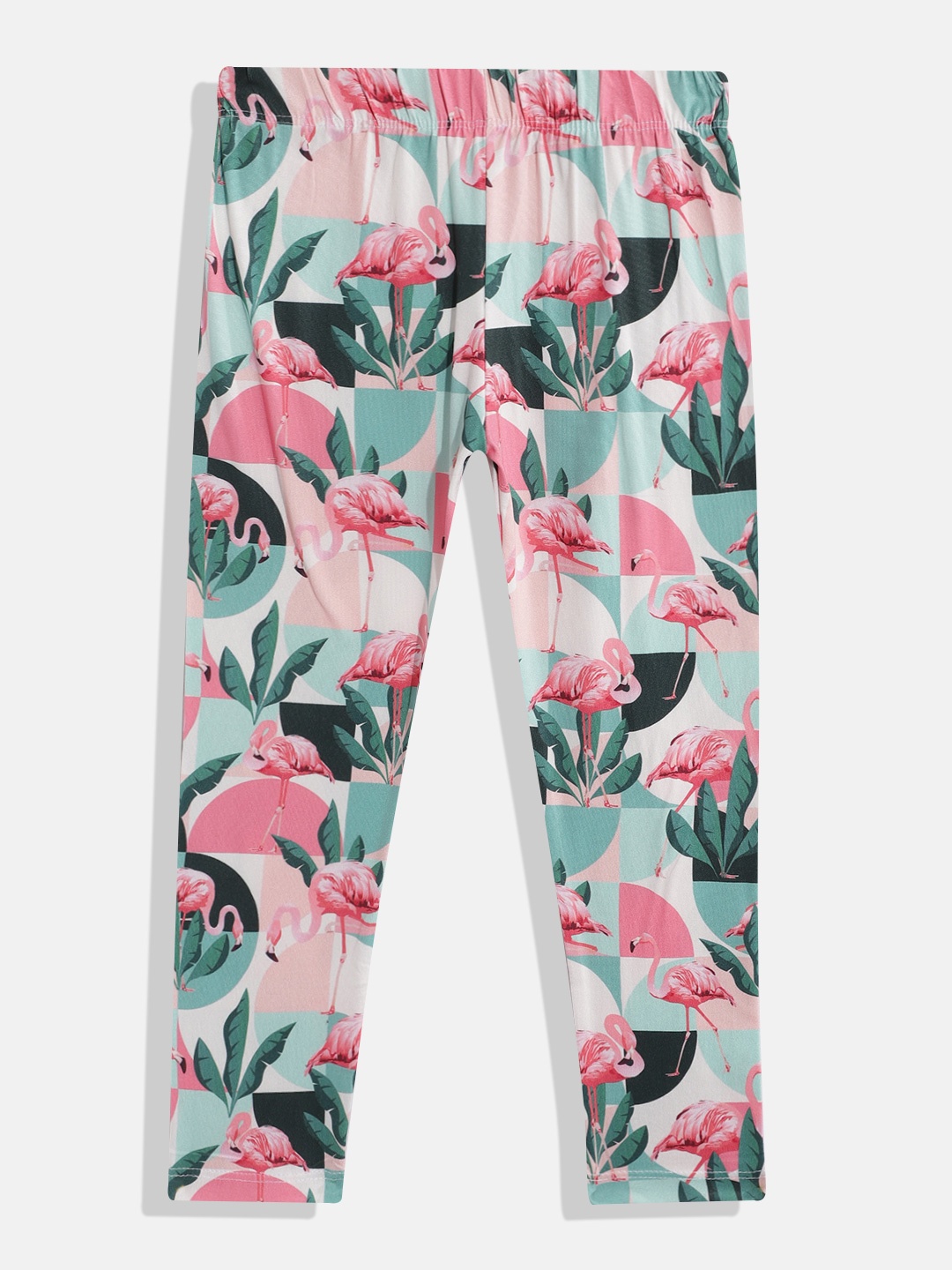 

Eteenz Girls Tropical Print Cotton Ankle-Length Leggings, Green