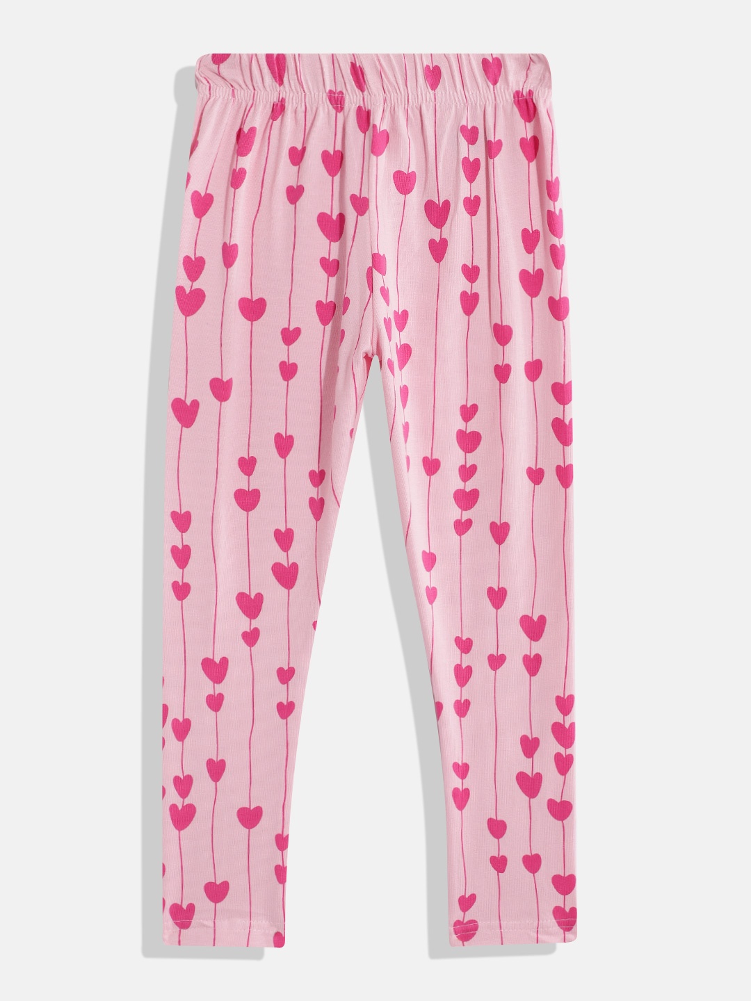 

Eteenz Girls Heart-Shaped Print Cotton Ankle-Length Leggings, Pink