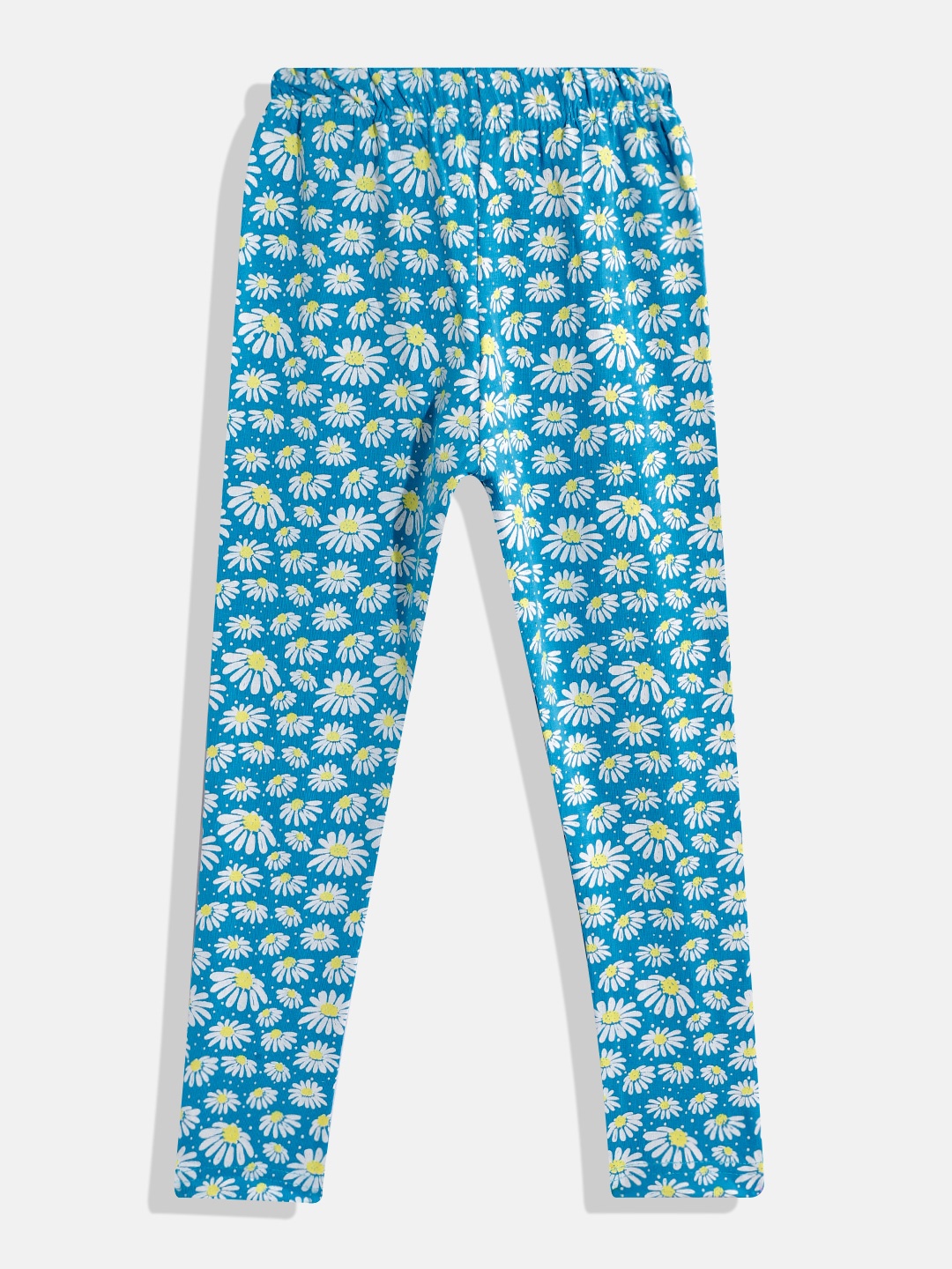 

Eteenz Girls Floral Print Premium Cotton Ankle-Length Leggings, Turquoise blue