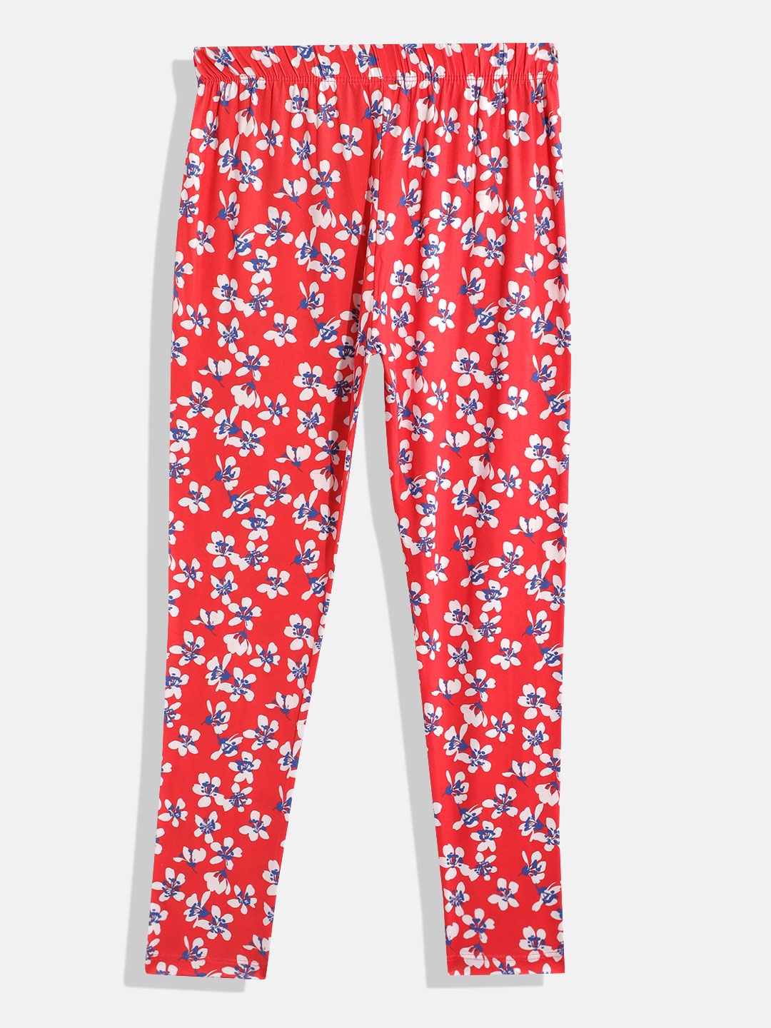 

Eteenz Girls Floral Print Cotton Ankle-Length Leggings, Red