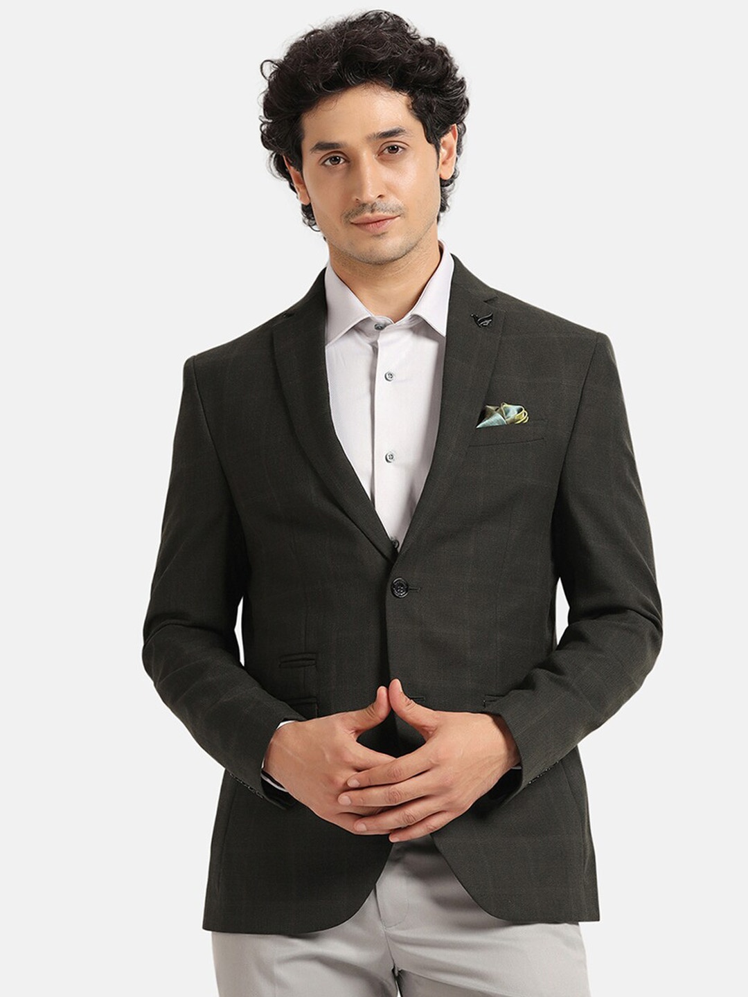 

Blackberrys Checked Slim-Fit Single Breasted Blazer, Green