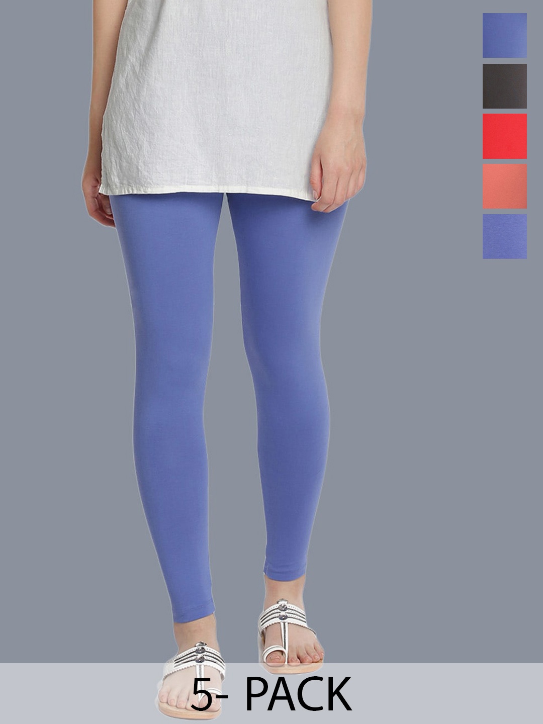 

Dollar Missy Pack Of 5 Ankle Length Leggings, Peach