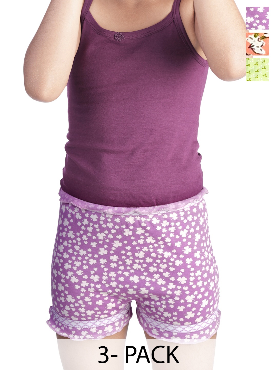 

BAESD Girls Pack Of 3 Floral Printed Cotton Anti Bacterial Boy Shorts Briefs, Orange