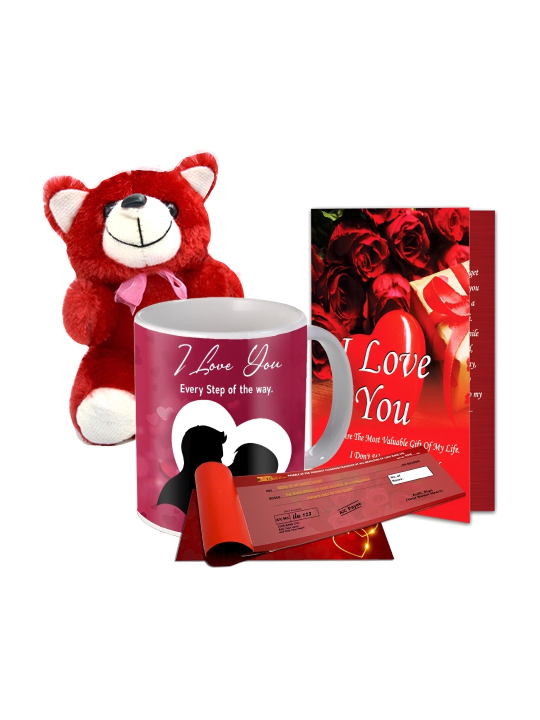 

ME & YOU Red and White 4 Pieces Printed Home Gift Set