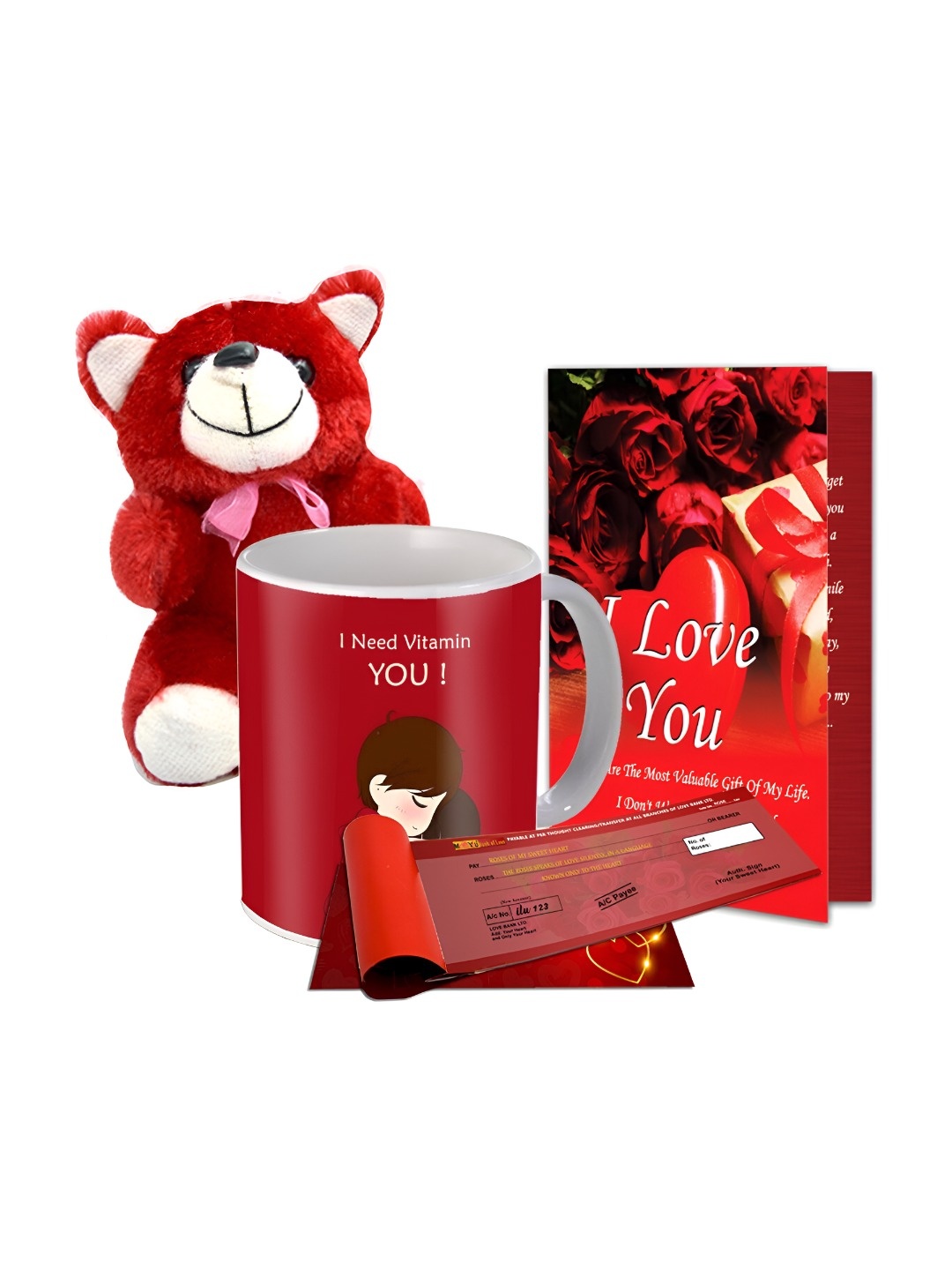 

ME & YOU Red & White 4 Pieces Printed Home Gift Set