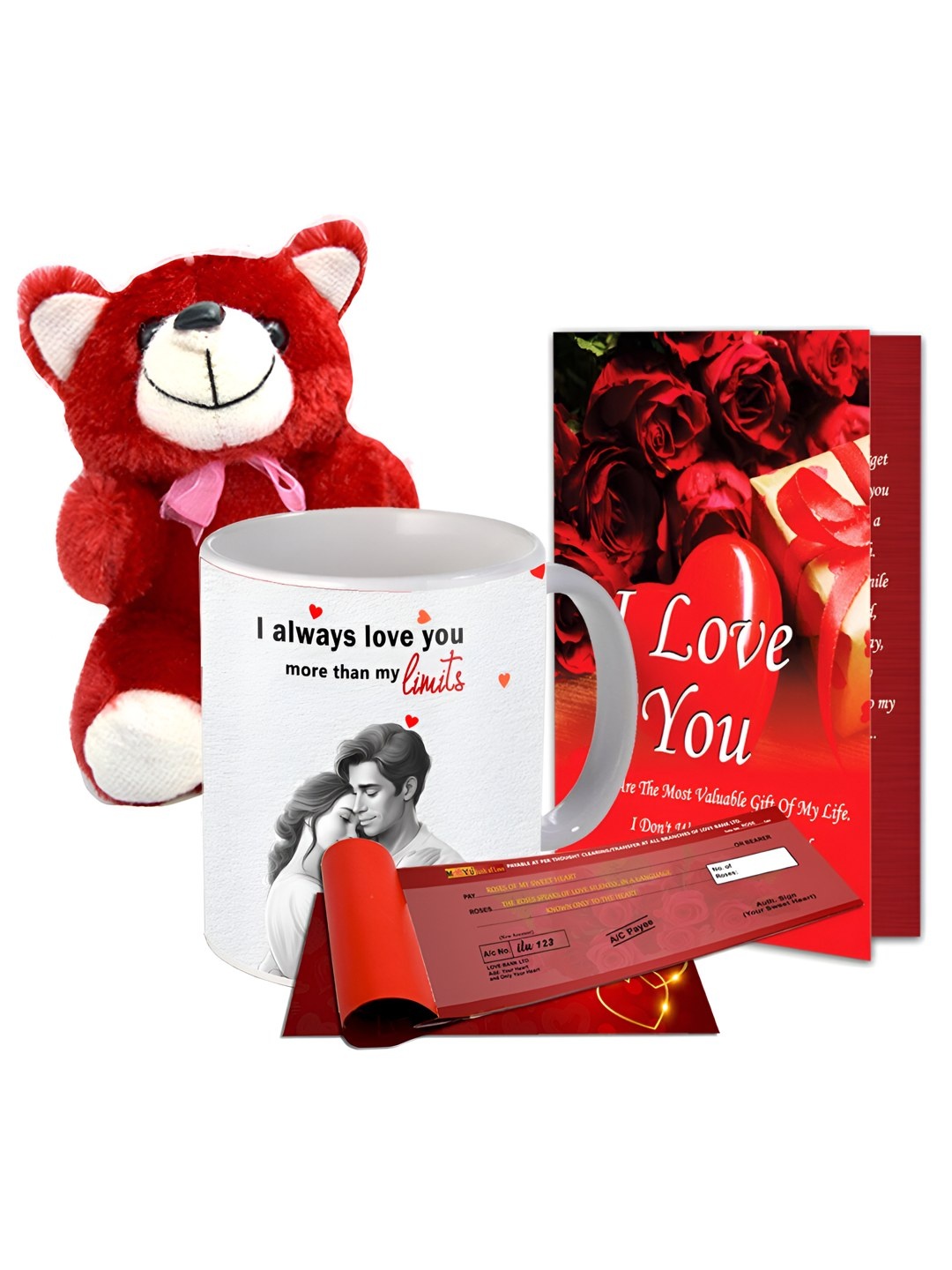 

ME & YOU Red White 4 Pieces Printed Home Gift Set