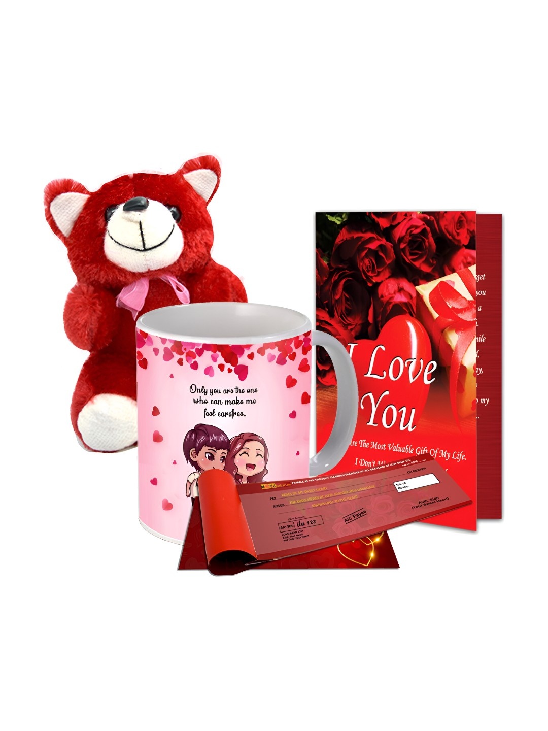 

ME & YOU 4 Pieces Printed Valentine Home Gift Set, Red