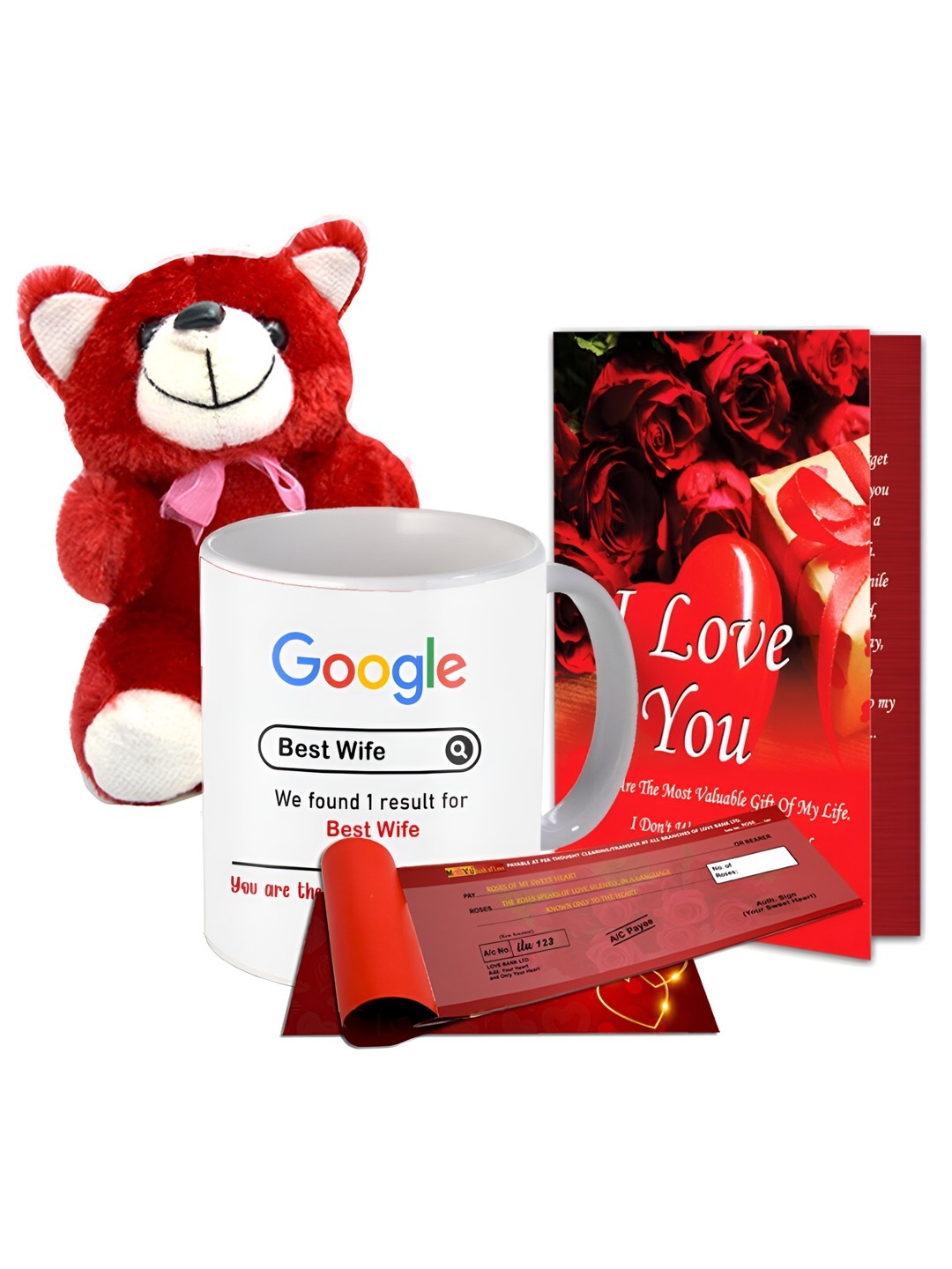 

ME & YOU Red & White 4 Pieces Printed Home Gift Set