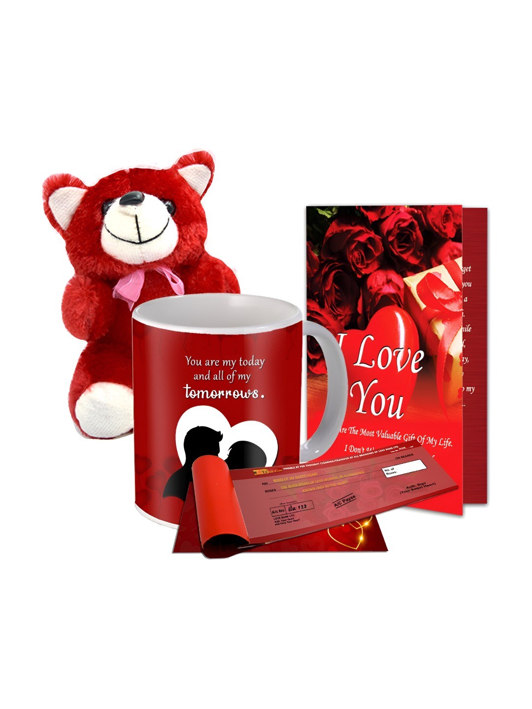 

ME & YOU Red & White 4 Pcs Printed Home Gift Set