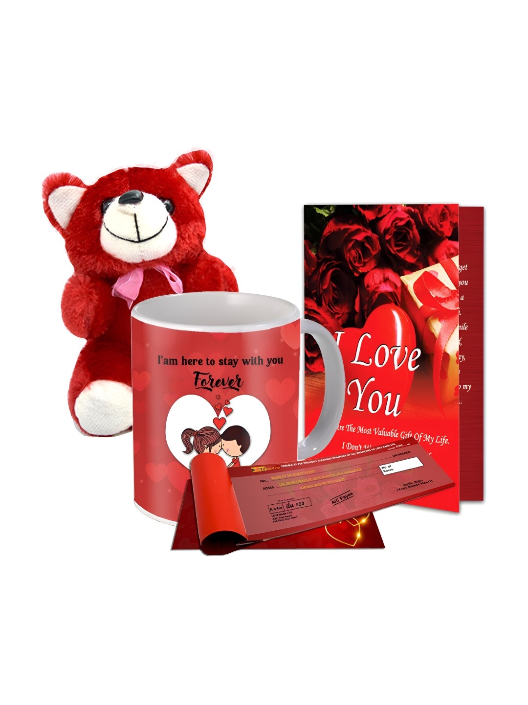 

ME & YOU Red 4 Pieces Printed Valentine Home Gift Set