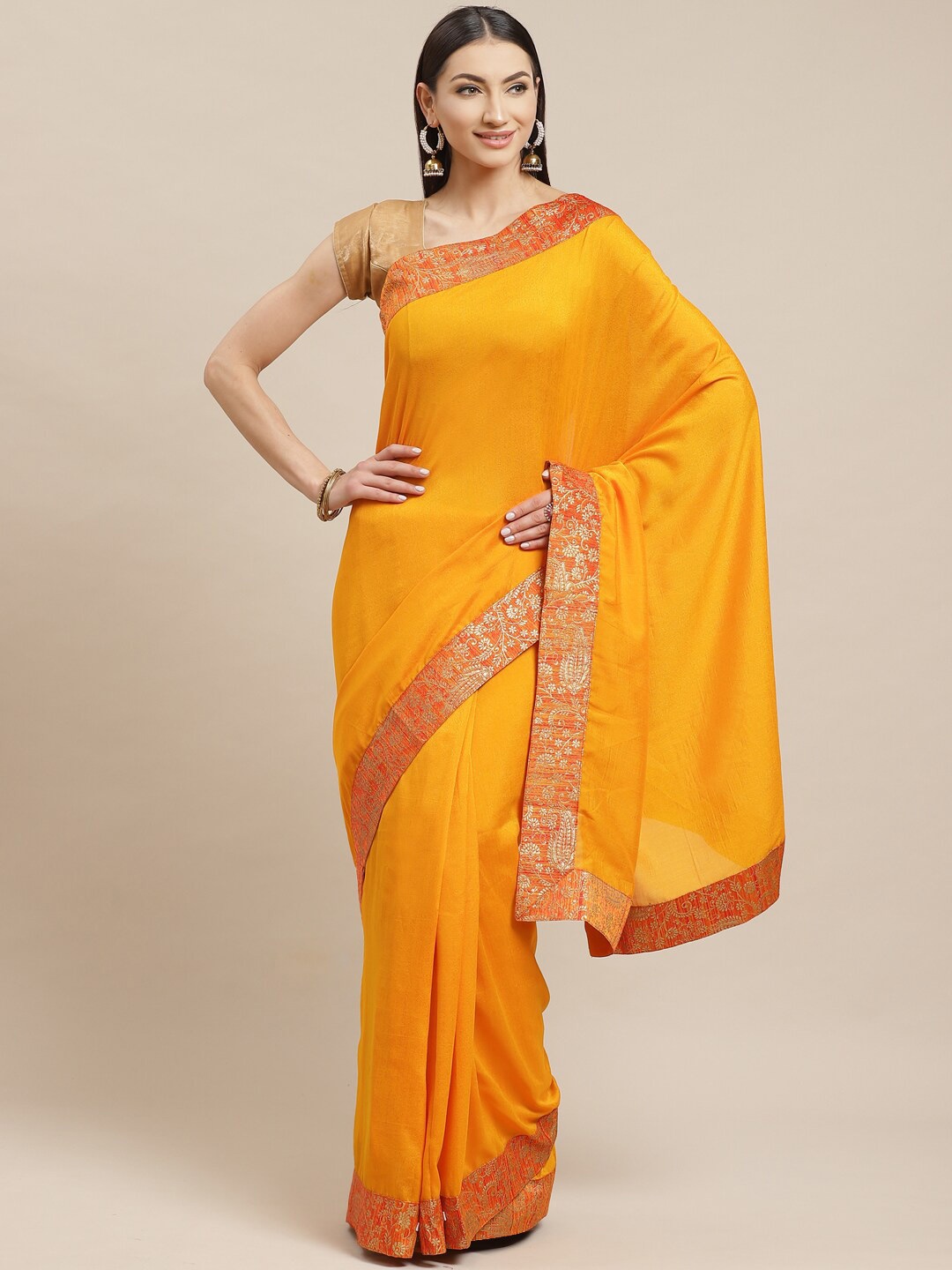 

HRITIKA Woven Design Zari Saree, Mustard