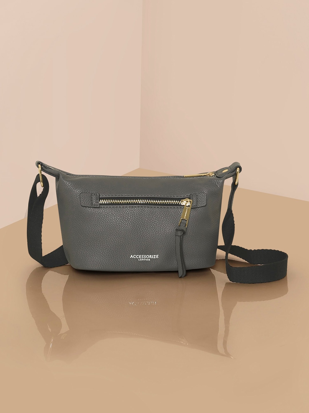 

Accessorize London Textured Mini Cross-Body Sling Bag With Tasselled, Grey