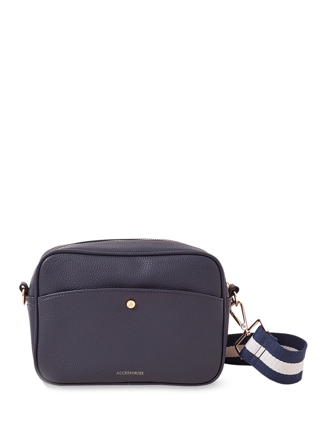 

Accessorize Stripe Webbing Camera Bag, Navy blue