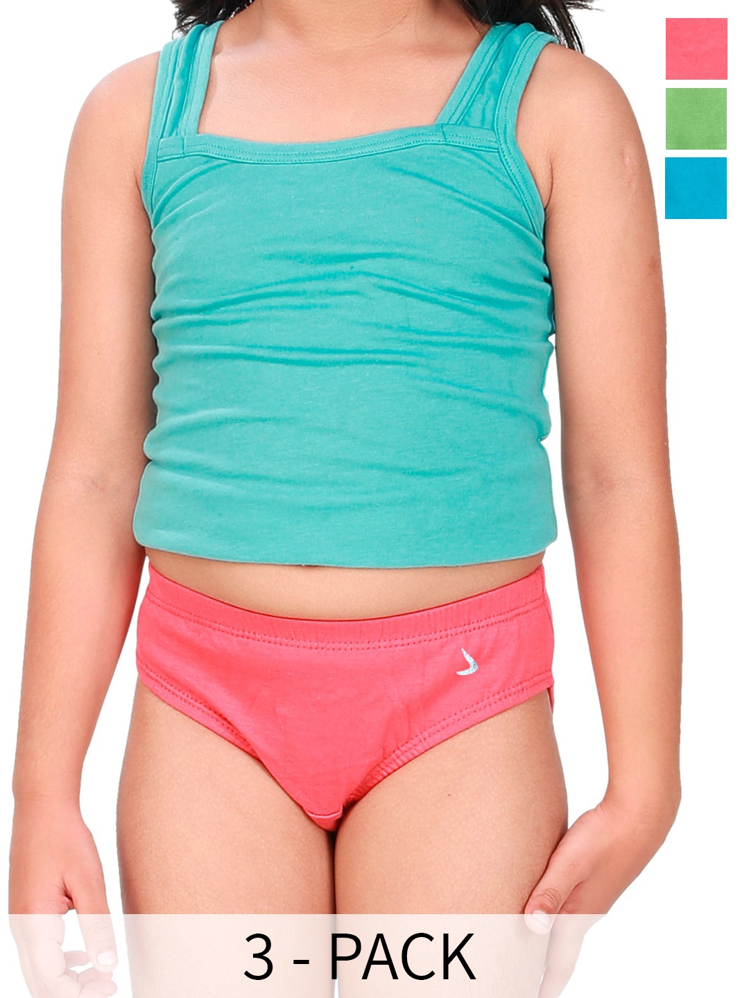

BAESD Girls Pack Of 3 Cotton Anti Bacterial Basic Briefs, Blue
