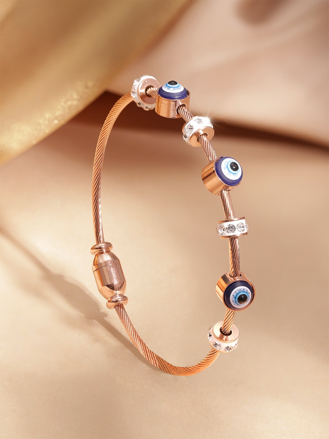 

Rubans 18k Rose Gold-Plated CZ Stainless Steel Tarnish-Free Waterproof Bracelet