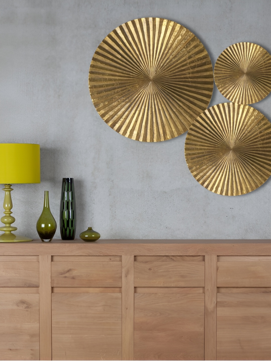 

Craftter Gold Toned 3 Pieces Round Metal Wall Art