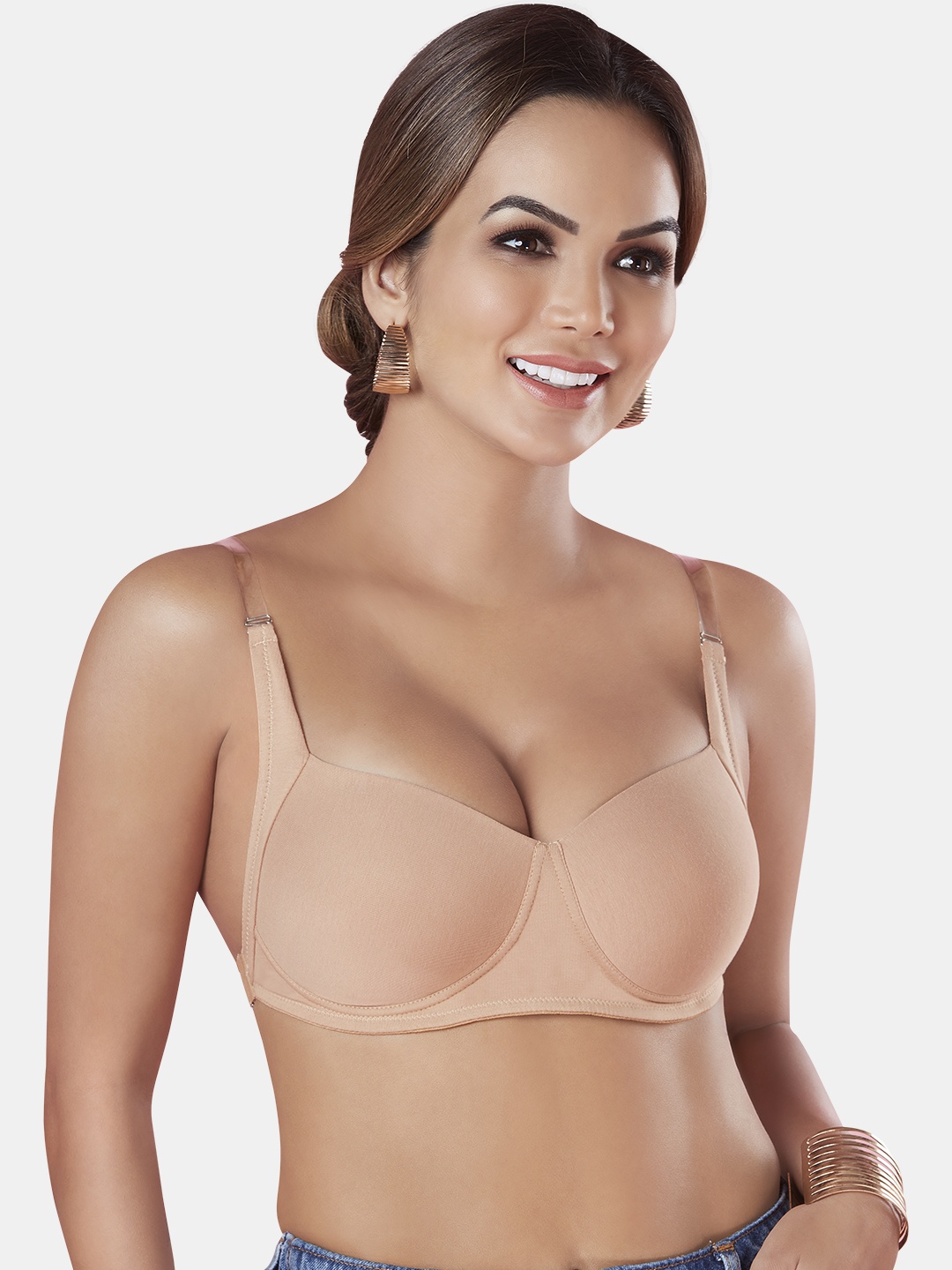 

Sonari Half Coverage Lightly Padded T-Shirt Bra With All Day Comfort, Beige