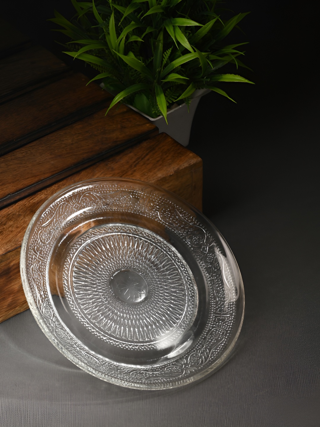 

Afast Transparent Floral Printed Glass Glossy Dishwasher Safe Dinnerware