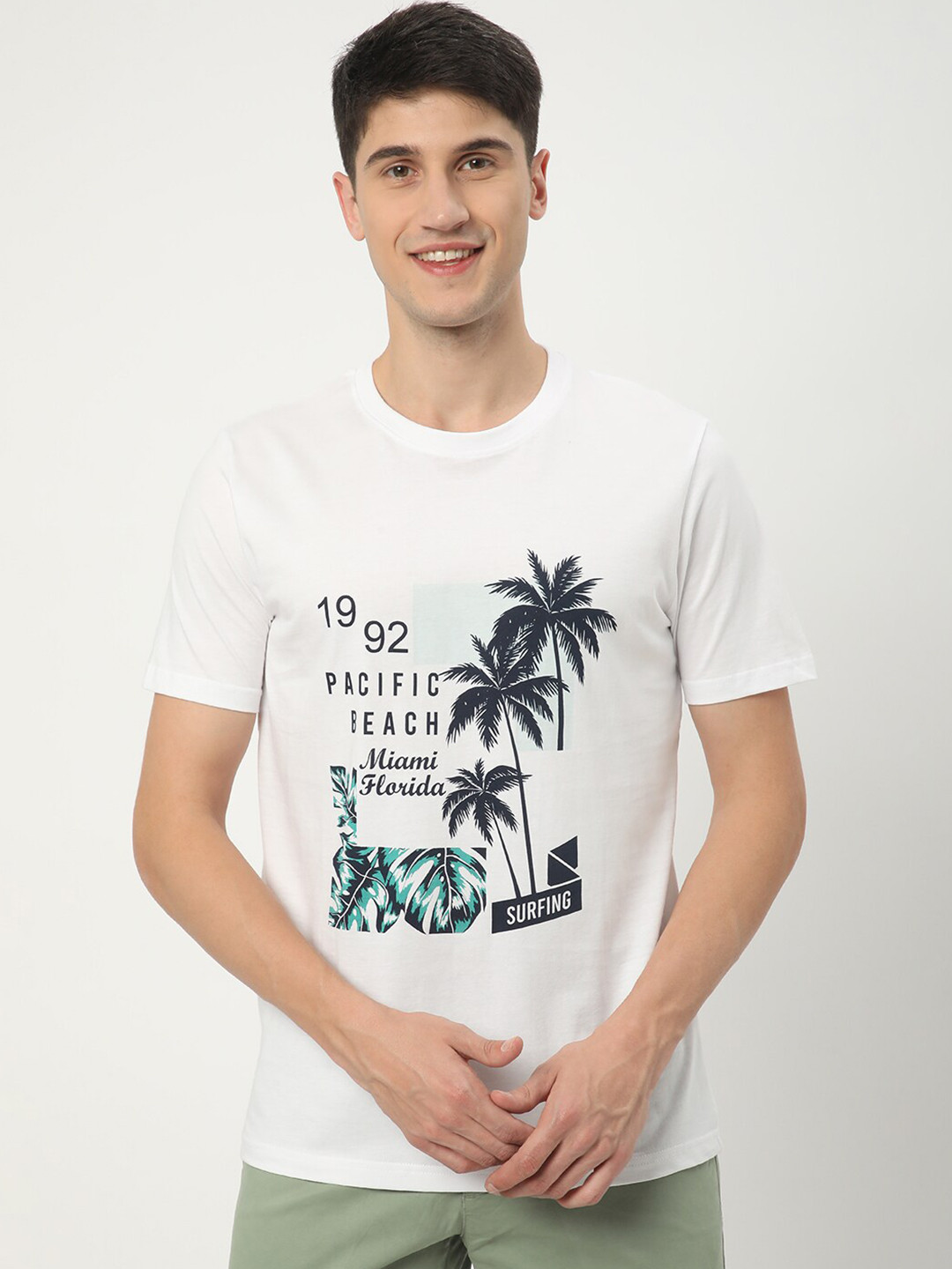 

R&B Typography Printed Cotton T-shirt, White