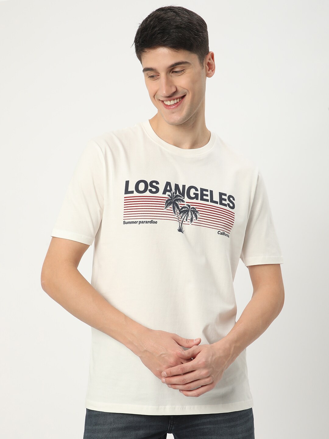 

R&B Typography Printed Cotton T-shirt, White
